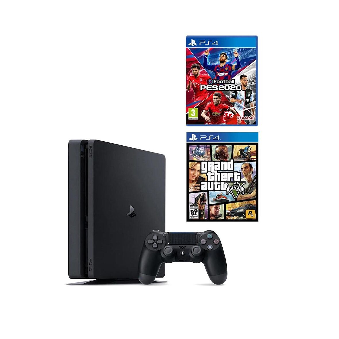 Playstation 4 Slim 1 TB + PS4 Pes 2020 + PS4 GTA 5