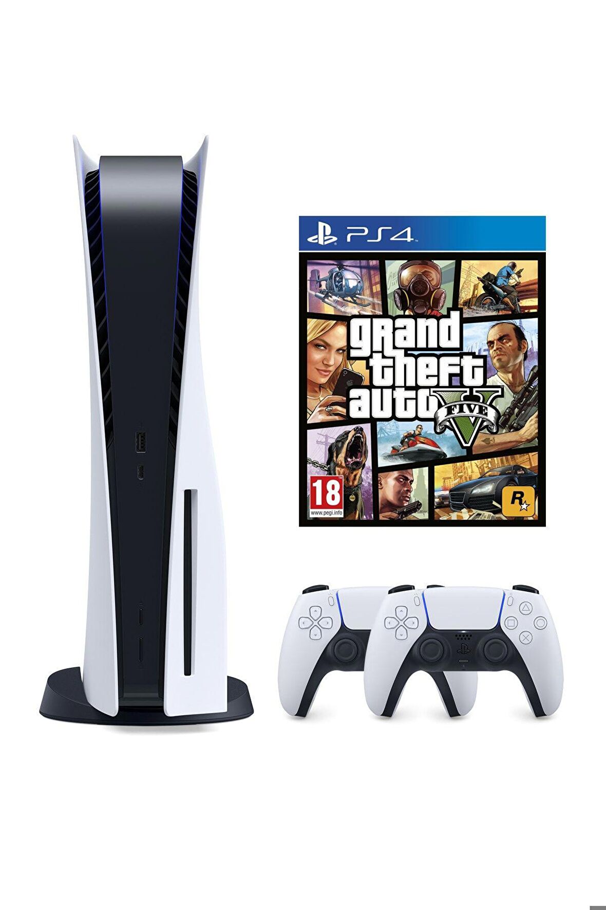 Playstation 5 825 GB + 2. PS5 DualSense + PS5 GTA 5 (Eurasia Garantili)