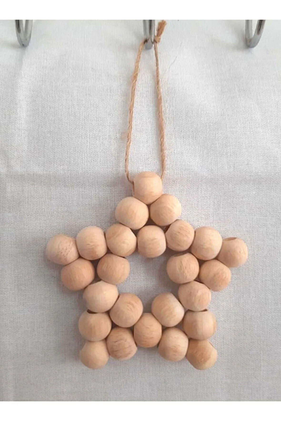 Dekoratif Ahşap Boncuklu Yıldız Büyük Boy, Kapı Duvar Mutfak Bebek Odası Süsü