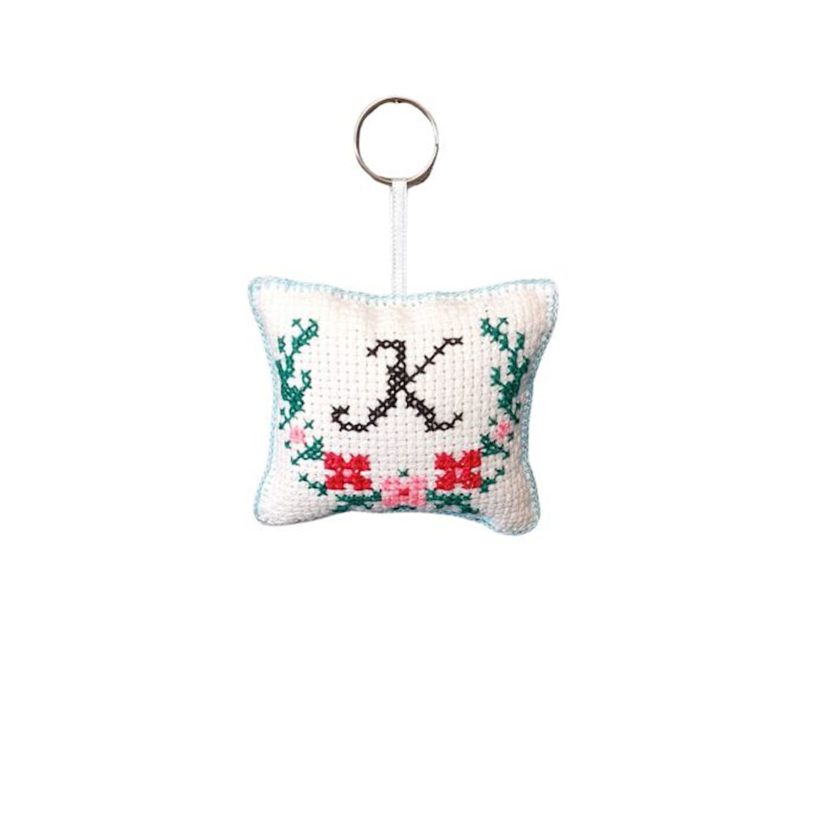 Uretti - Sibel 2453 7808 El Yapımı K Harfi Kanaviçe Anahtarlık