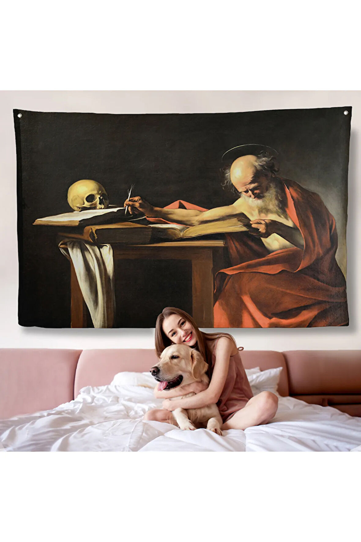 Caravaggio - Saint Jerome Yazma Duvar Örtüsü-7124