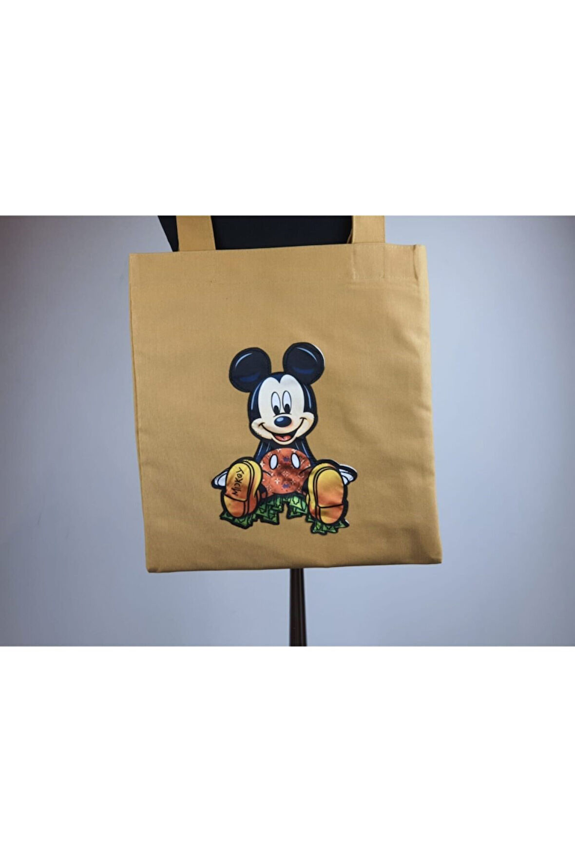 Mickey aplikeli arma günlük plaj bez çanta