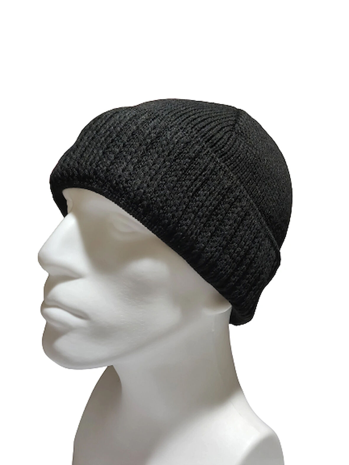 Siyah Kışlık Katlamalı Kalın Yünlü Triko Örgü Basic Sibirya Bere Thick Siberian Beret