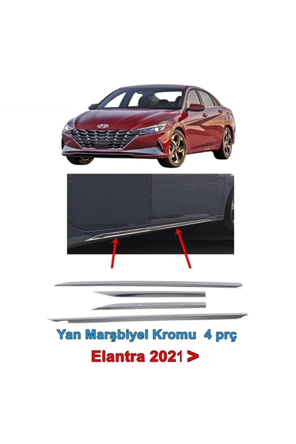 Hyundai Elantra Yan Marşpiyel Nikelajı 2021 Sonrası 4 Prç P Çelik