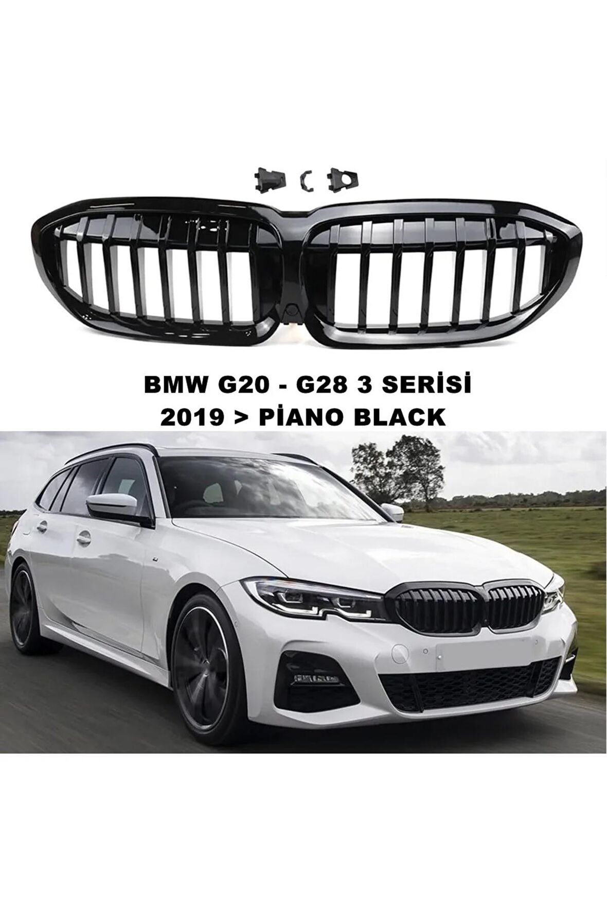 Bmw G20 3 Serisi Spor Ön Panjur Uyumlu Izgara Böbrek Piano Black 2019 Sonrası 1. Kalite -