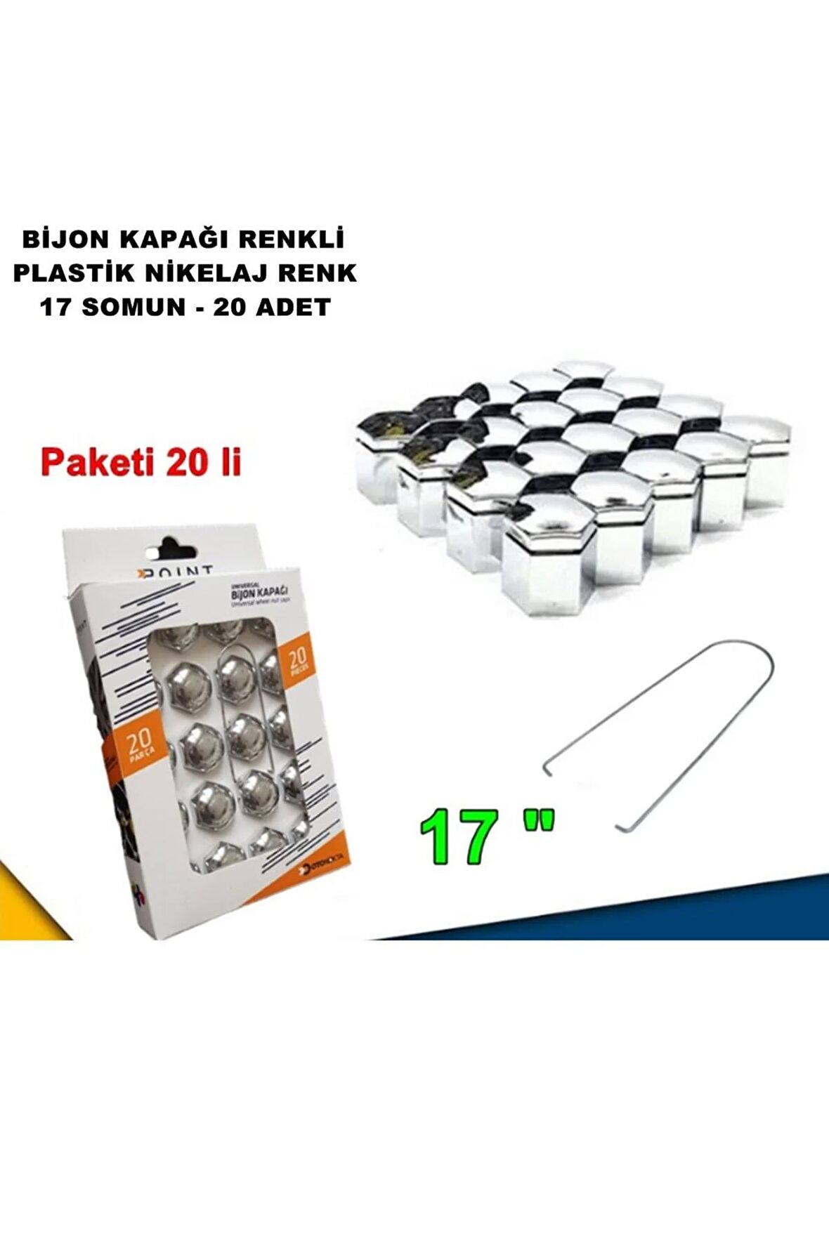 Renkli Bijon Kapağı Plastik Nikelaj Renk Altıgen 17 Mm Bijon Uyumlu 20 Adet -