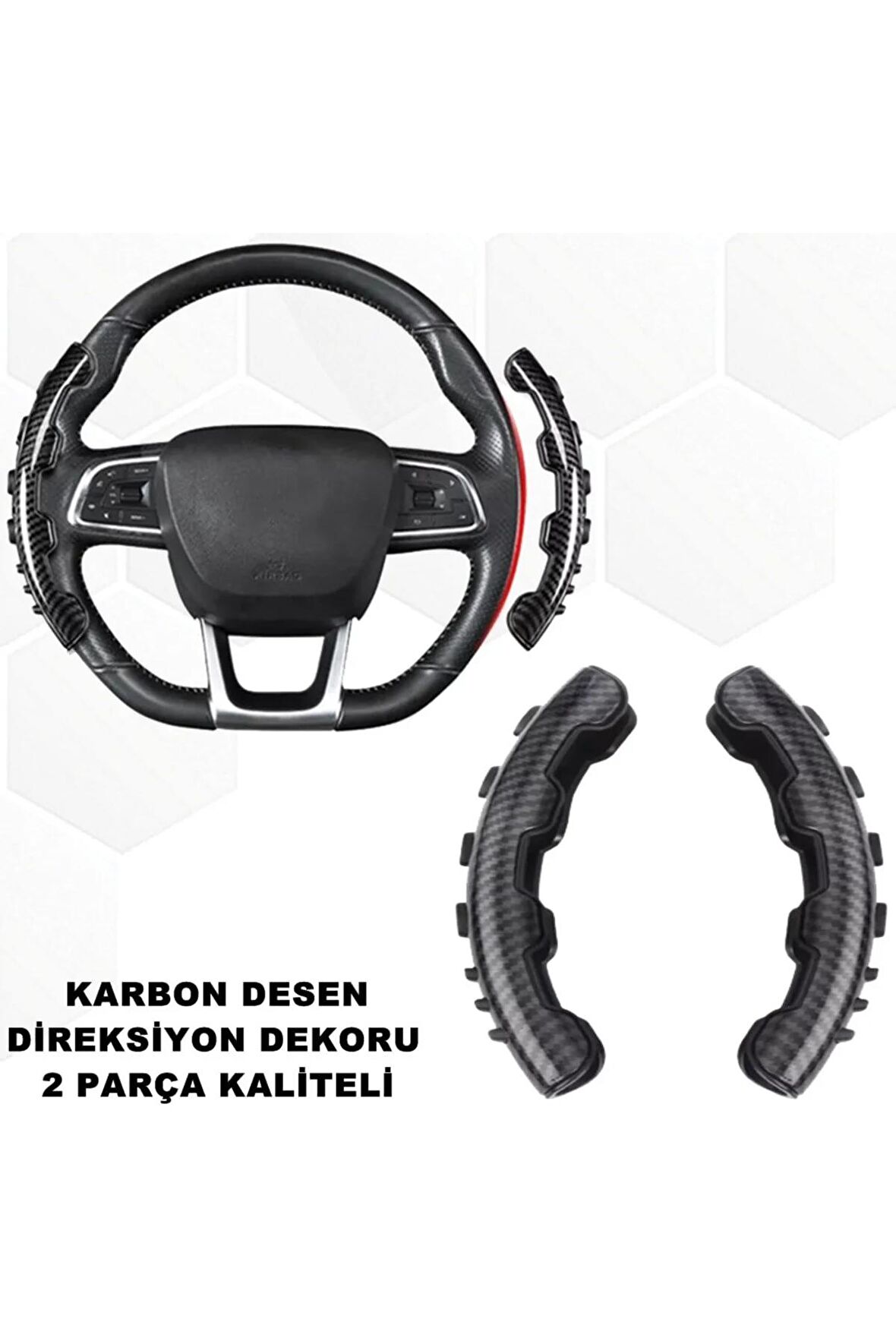 Geçmeli Kapak Model Spor Direksiyon Kılıfı Karbon Desen Silikon Iç Havza Direksiyon Kılıfı -