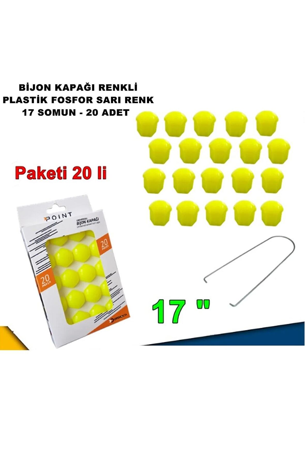 Renkli Bijon Kapağı Plastik Fosfor Sarı Renk Altıgen 17 Mm Bijon Uyumlu 20 Adet -