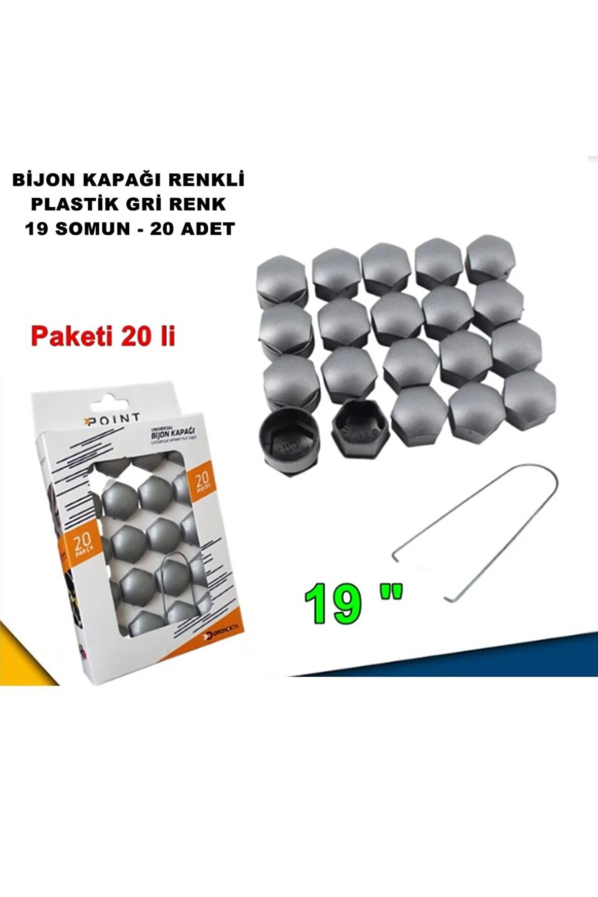 Renkli Bijon Kapağı Plastik Gri Renk Altıgen 19 Mm Bijon Uyumlu 20 Adet -