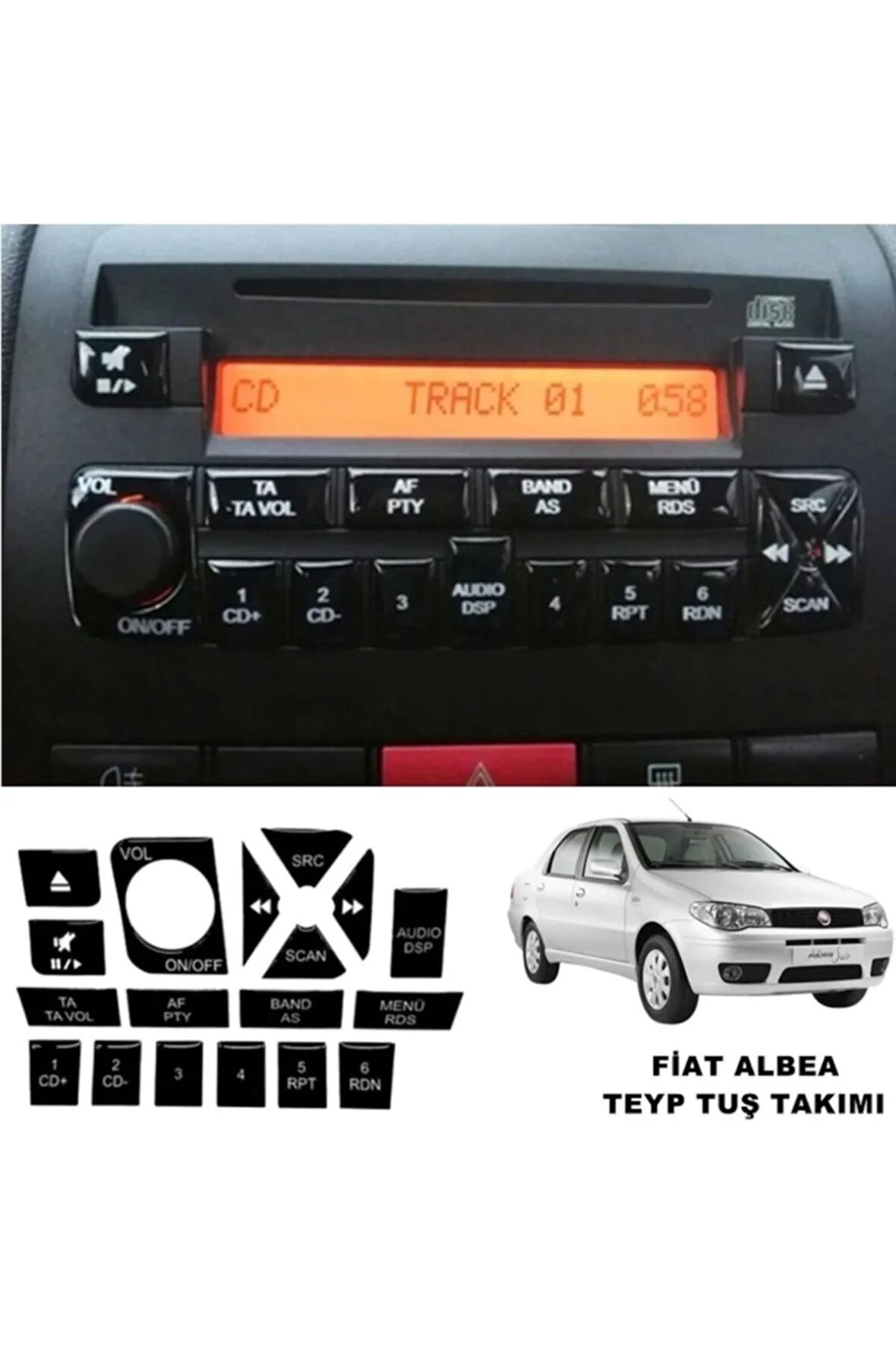 Fiat Albea Teyp Tuş Takımı Piano Black Tüm Kasalar