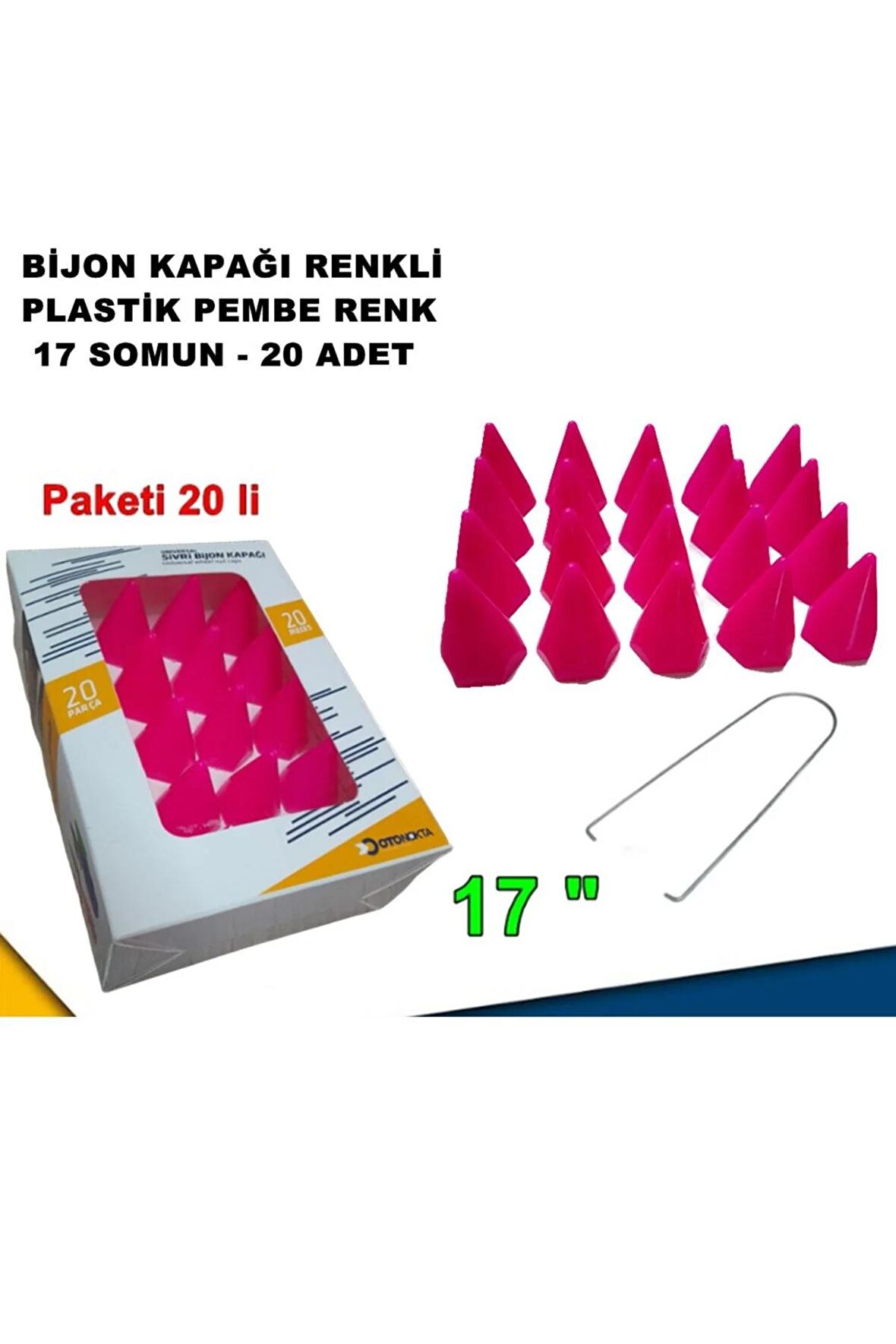 Sivri Mermi Tip Bijon Kapağı Plastik Pembe Renk 17 Mm Bijon Uyumlu 20 Adet -