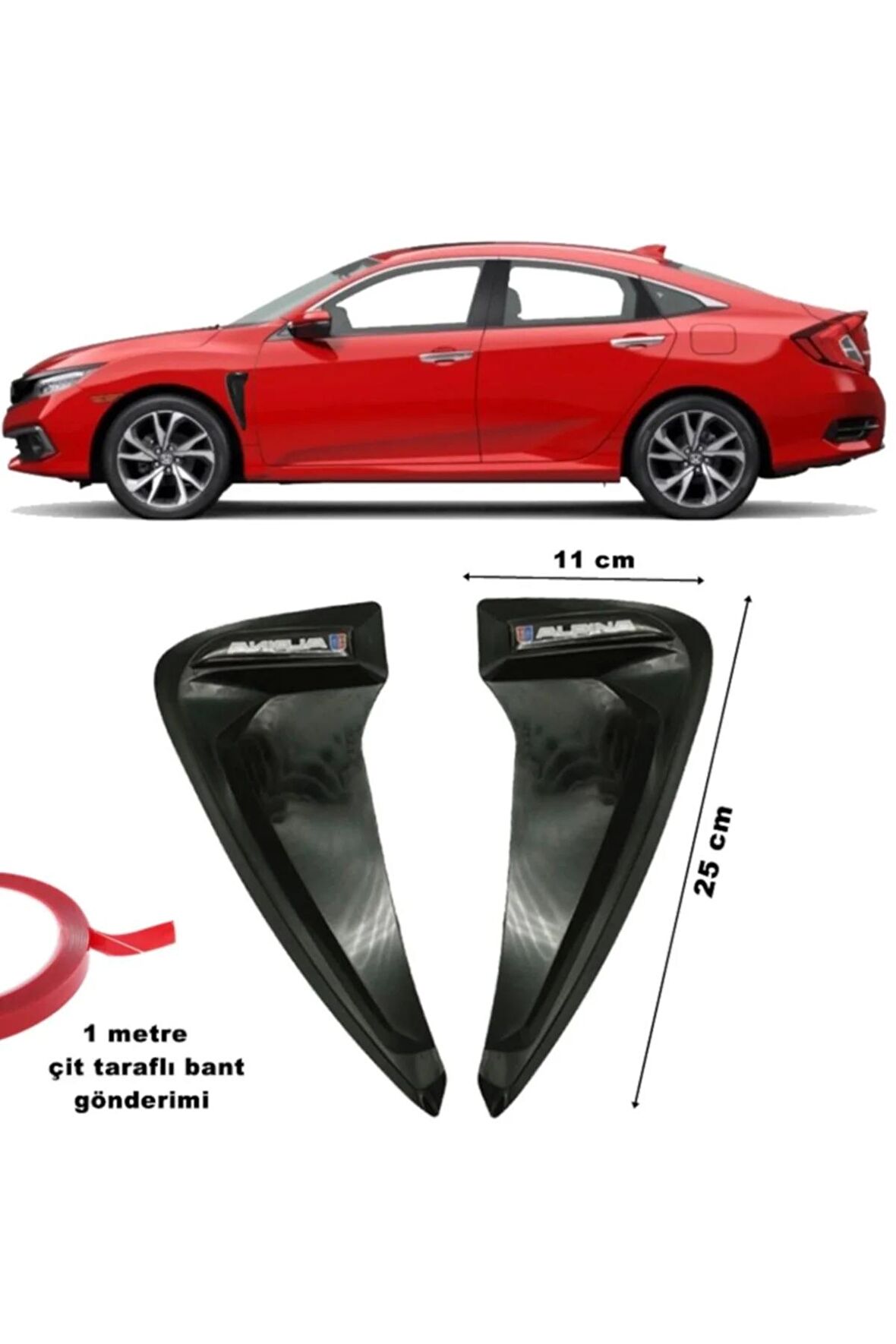 Alpina Çamurluk Ventil Piano Black Esnek Üniversal 2 Adet