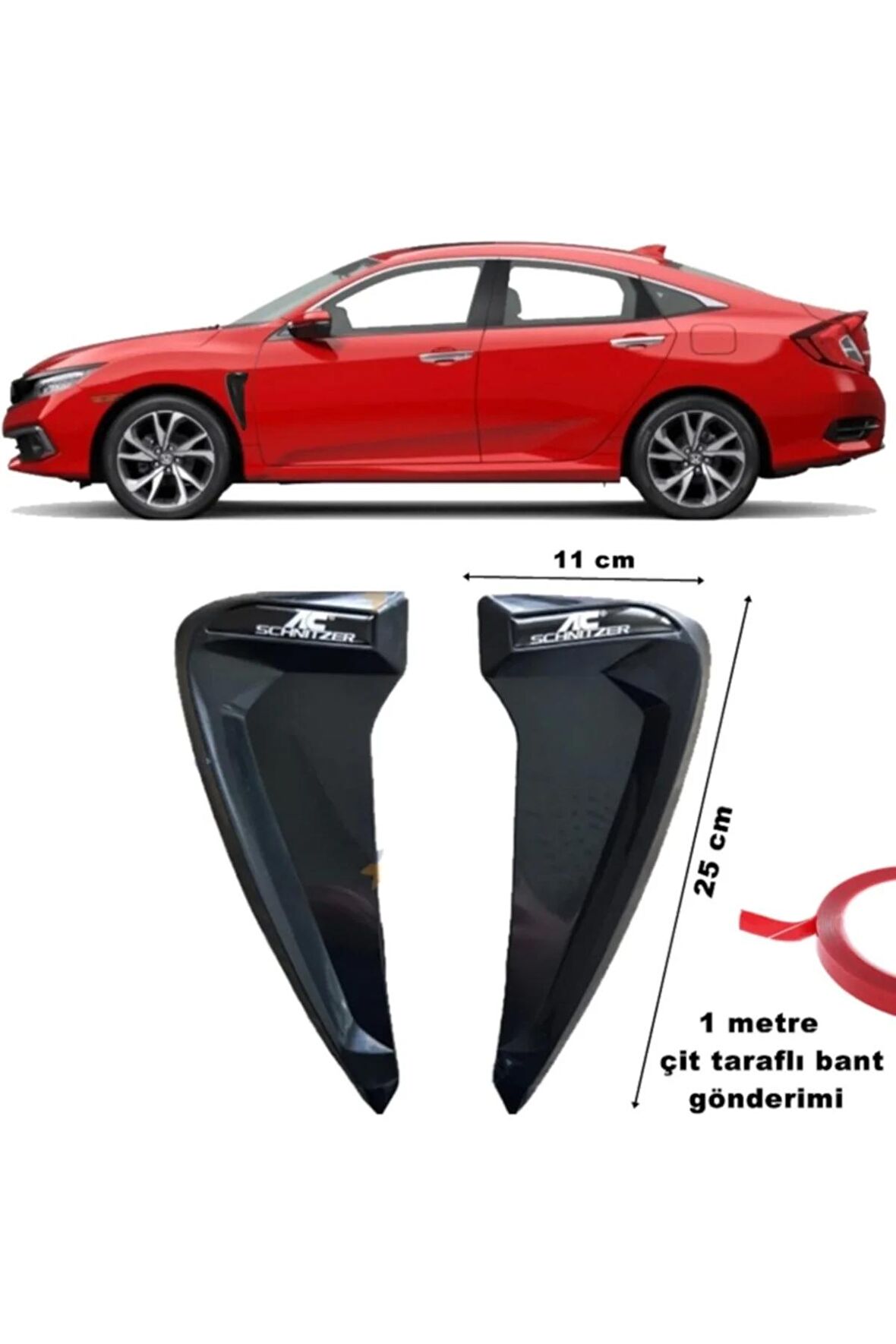 Ac Snitzer Çamurluk Ventil Piano Black Esnek Ürün Üniversal 2 Adet