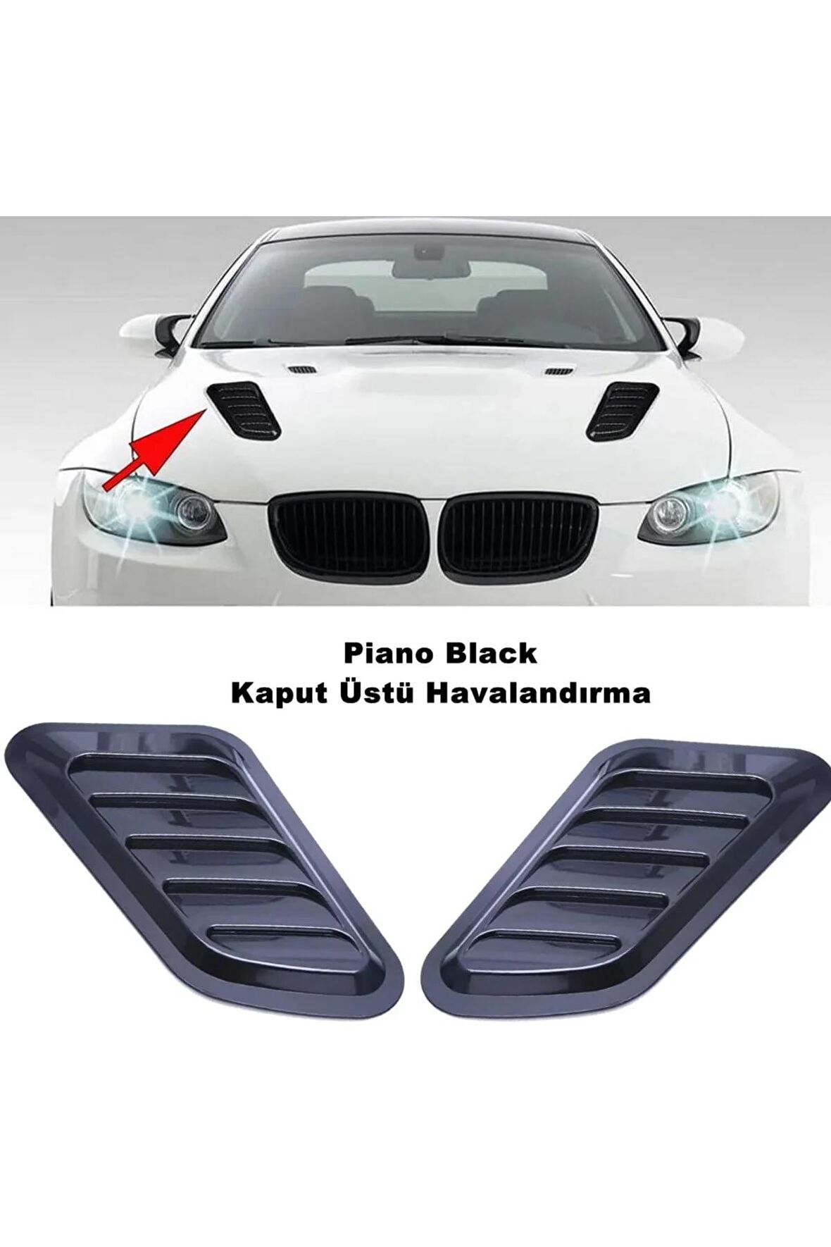 Araç Kaput Üstü Havalandırma Izgarası Piano Black Sağ-sol 2 Adet Kaliteli -