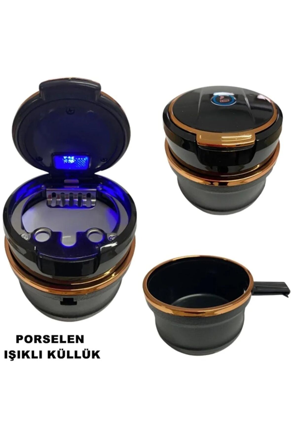 Bmw Tip Işıklı Küllük Bardaklıklı Porselen Iç Havza 1. Kalite Gold