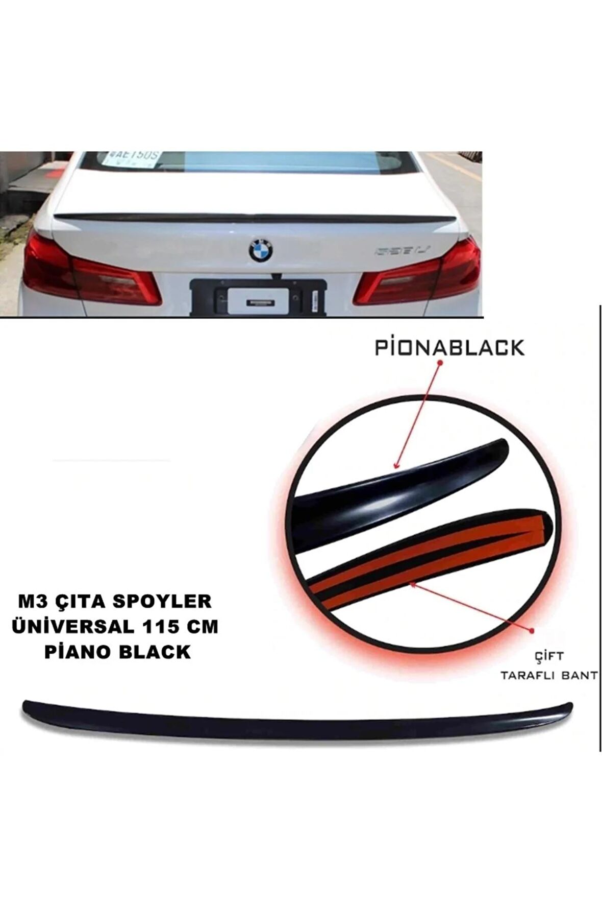 Üniversal Uyumlu Bagaj Üstü Spoyler Bagaj Çıtası 115 Cm Piano Black