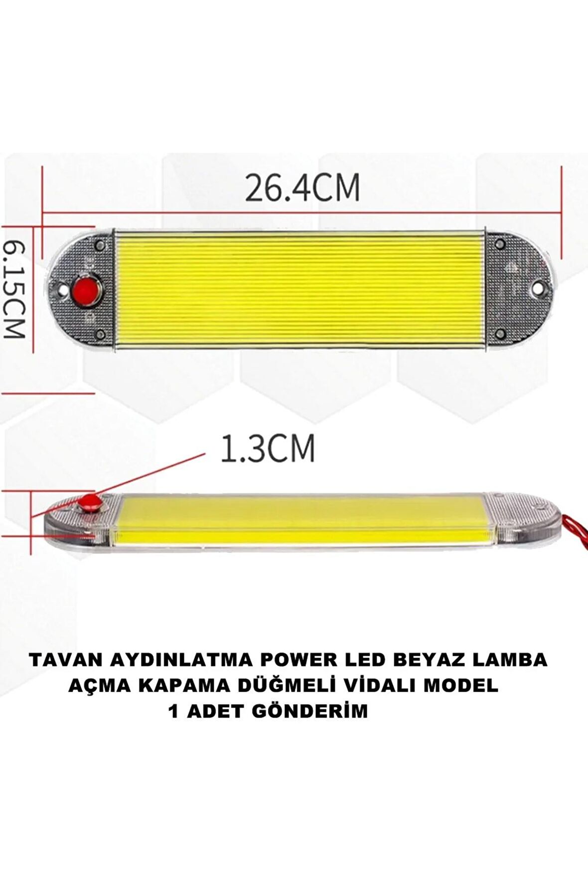 Araç Tavan Aydınlatma Power Led Beyaz Led Lamba Açma Kapama Düğme Vidalı Model 1 Adet -