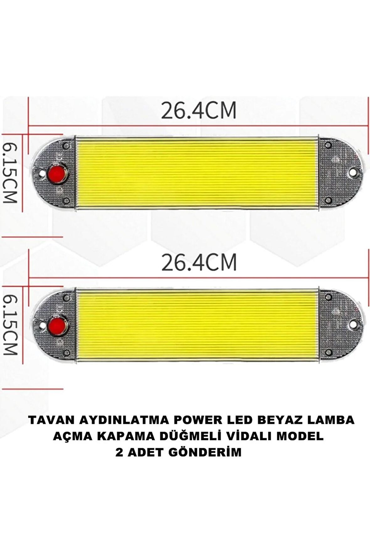 Araç Tavan Aydınlatma Power Led Beyaz Led Lamba Açma Kapama Düğme Vidalı Model 2 Adet -