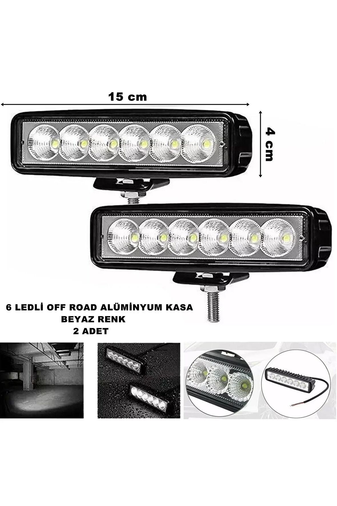 Led Sis Lambası Beyaz Sabit Renk 6 Led 4 X 15 Cm 2 Adet -