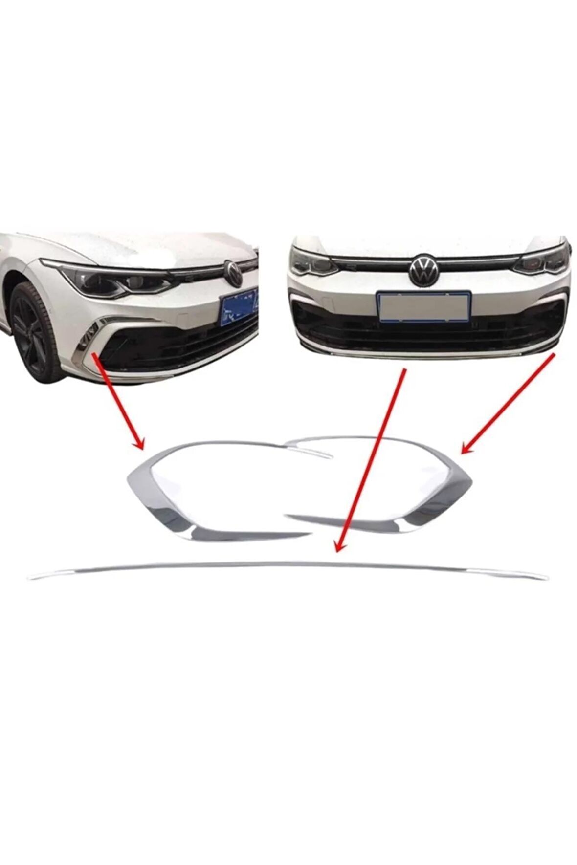 Vw Golf 8 Uyumlu Ön Tampon Çerçevesi Nikelajı 2020 Sonrası 3 Prç P.çelik
