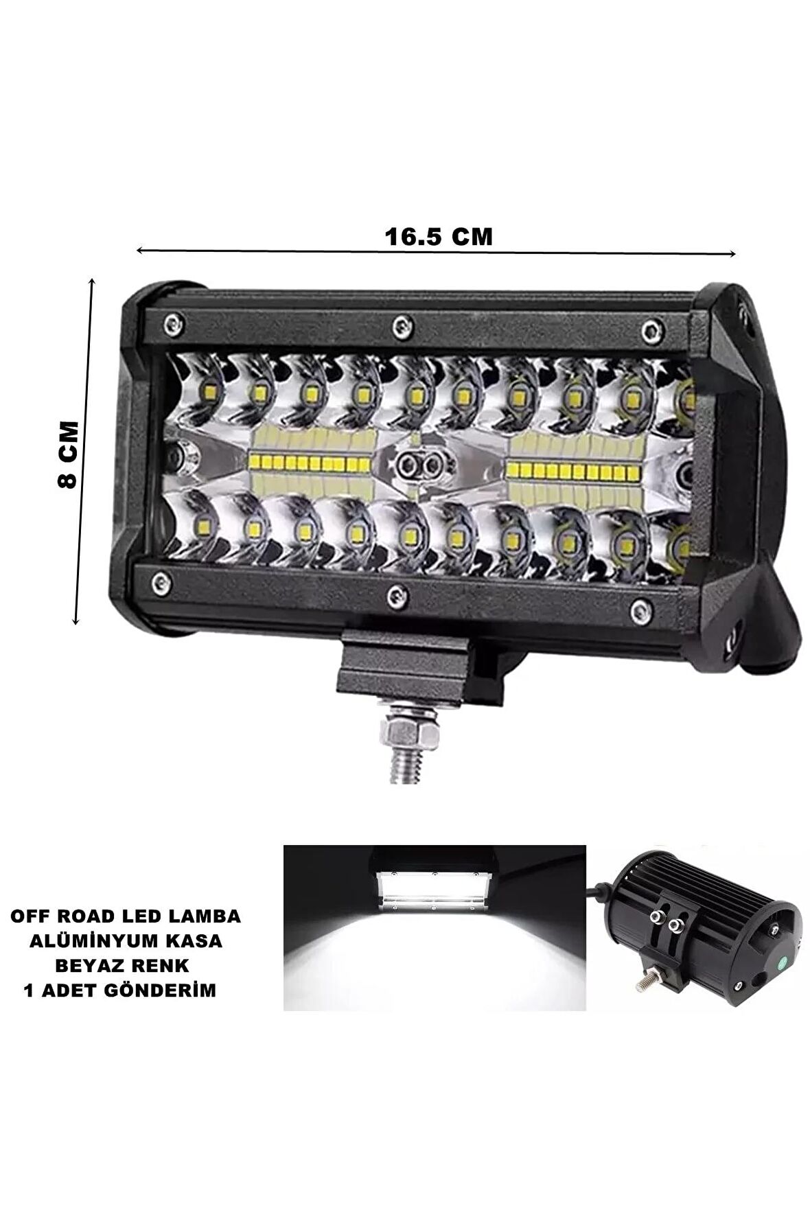 Off Road Power Led Lamba Beyaz Sabit Led 8 X 16,5 Cm 1 Adet -
