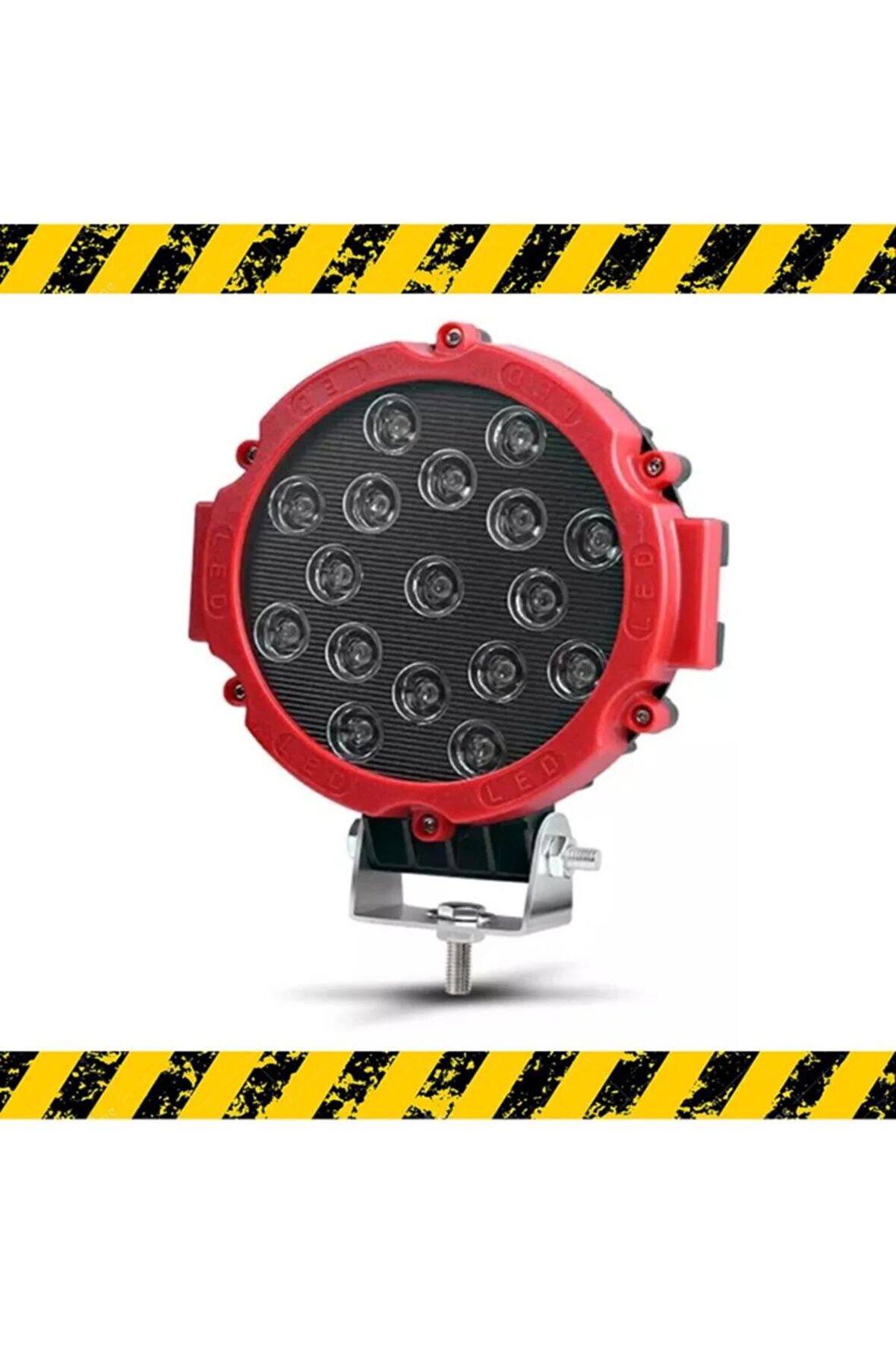 Off Road Projektör Metal Kapak Beyaz Işık 17 Led Yuvarlak 18 Cm Kırmızı Çerçeve 1 Adet