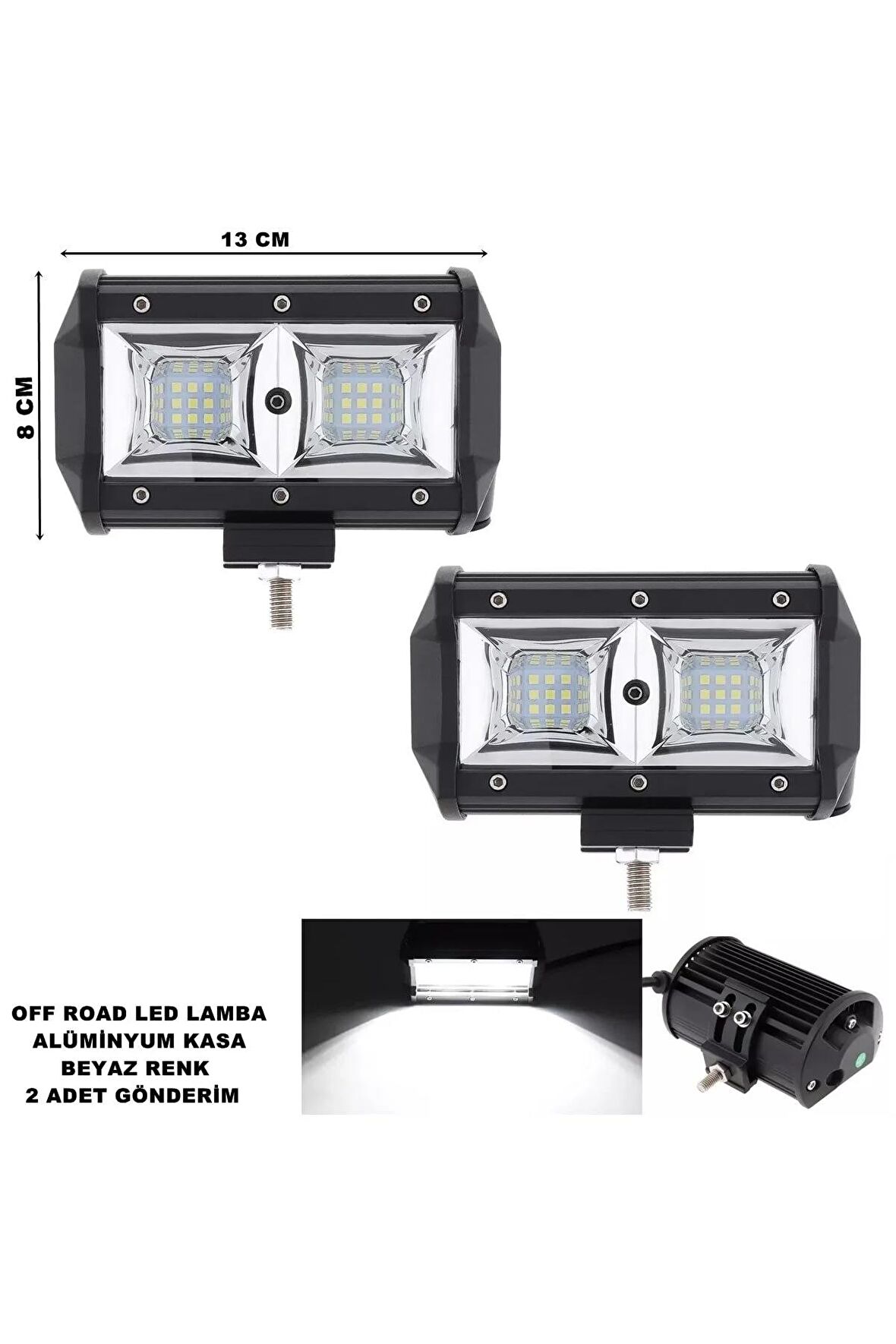 Off Road Power Led Lamba Beyaz Sabit Power Led 8 X 13 Cm 2 Adet -