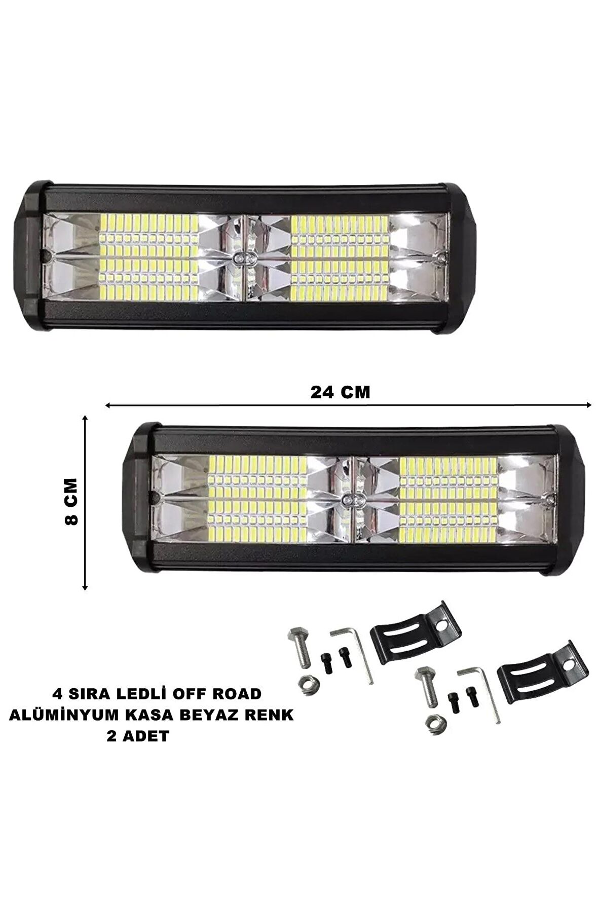Off Road Power Led Lamba Beyaz Sabit Led 4 Sıra 48 Ledli  2 Adet - Uyumlu