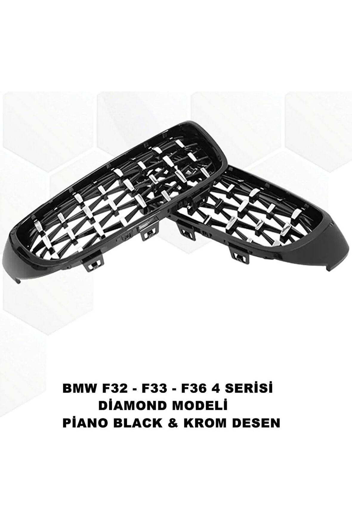 Bmw F32 4 Serisi Diamond Ön Panjur Izgara  uyumlu Black & Krom Desen