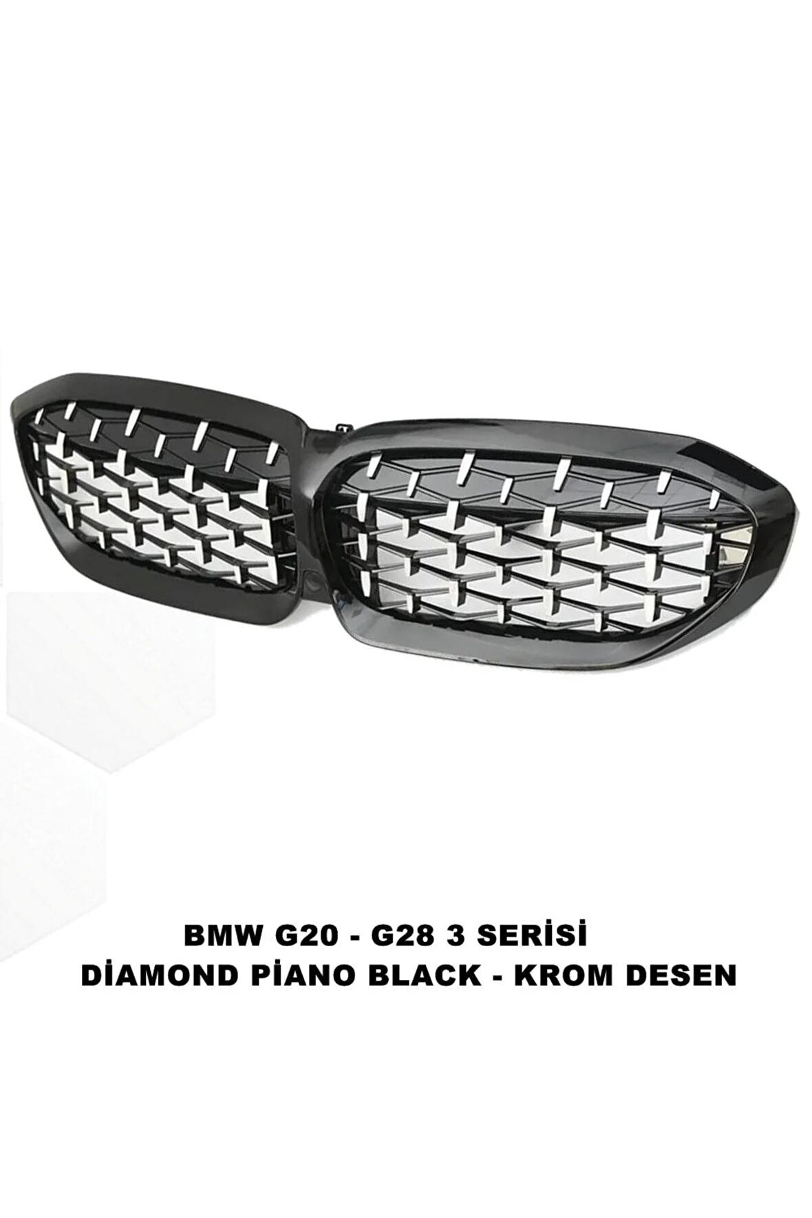 Bmw G28 3 Serisi Uyumlu Diamond Ön Panjur Izgara Böbrek Piano Black & Krom Desen