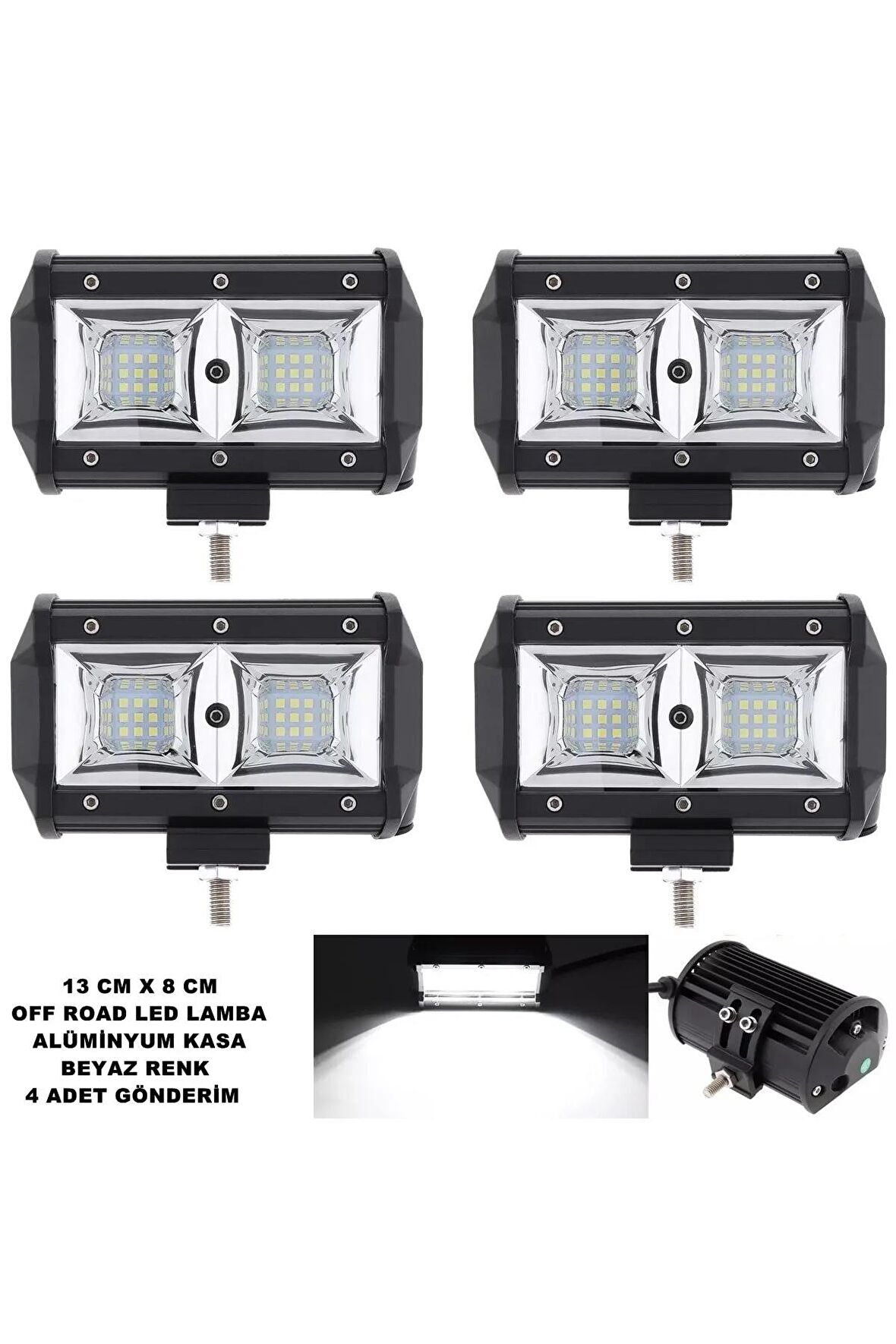 Off Road Power Led Lamba Beyaz Sabit Power Led 8 x 13 cm 4 Adet