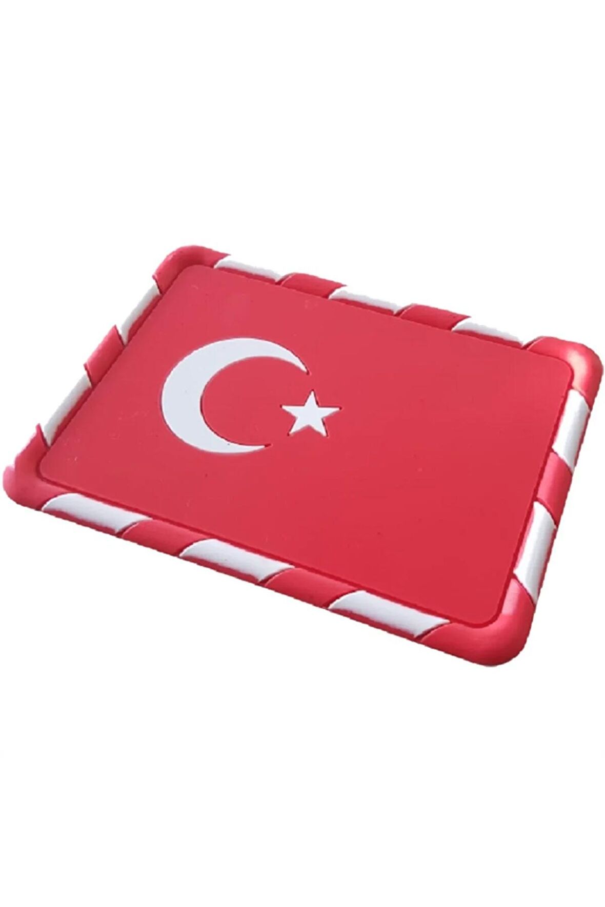 Kaydırmaz Silikonlu Ped Araç Göğüs Torpido Ev Ofis Çok Amaçlı Türk Bayrağı Damalı Desen 18cmx13cm