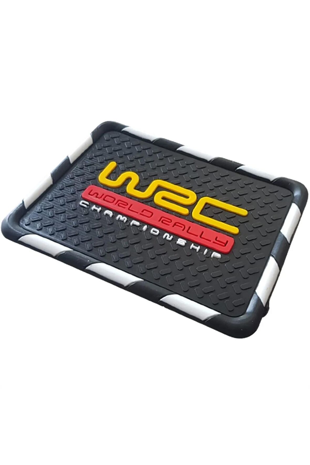 Kaydırmaz Silikonlu Ped Araç Göğüs Torpido Ev Ofis Çok Amaçlı WRC Damalı Desen 18 cm x 13,5cm