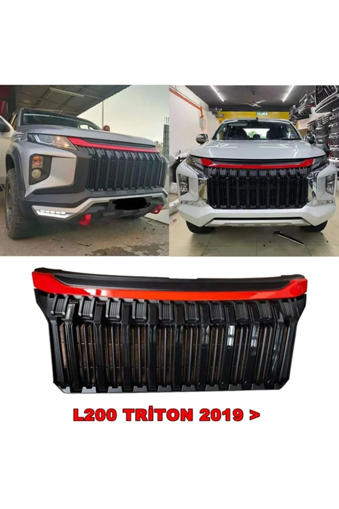 Mitsubishi L200 Triton 2019 Çizgili Ön Panjur Kırmızı Çıta