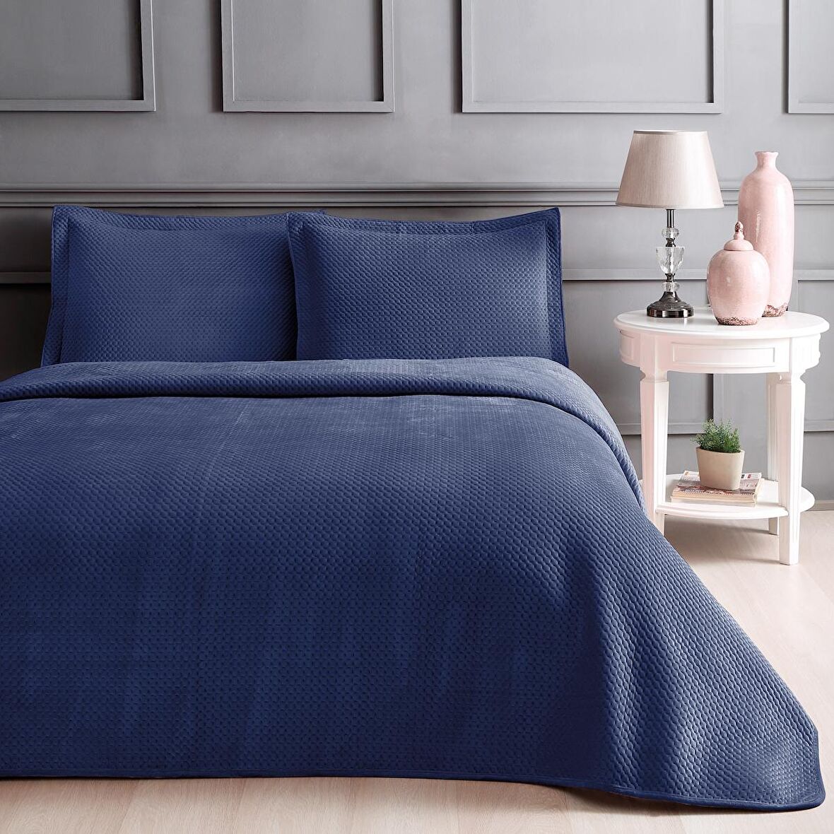 Linens Glace Tek Kişilik Yatak Örtüsü Lacivert