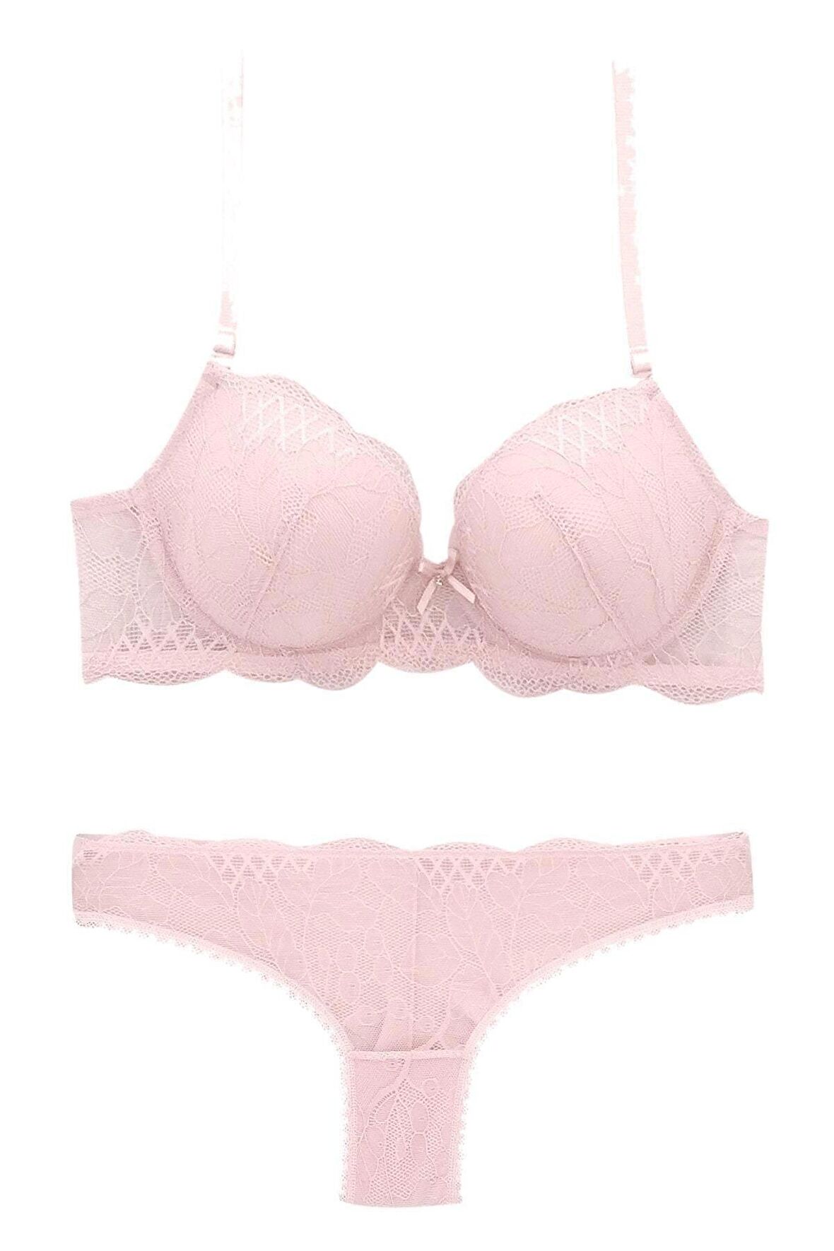 Kadın Pudra 4796 Push Up Sütyen Takım