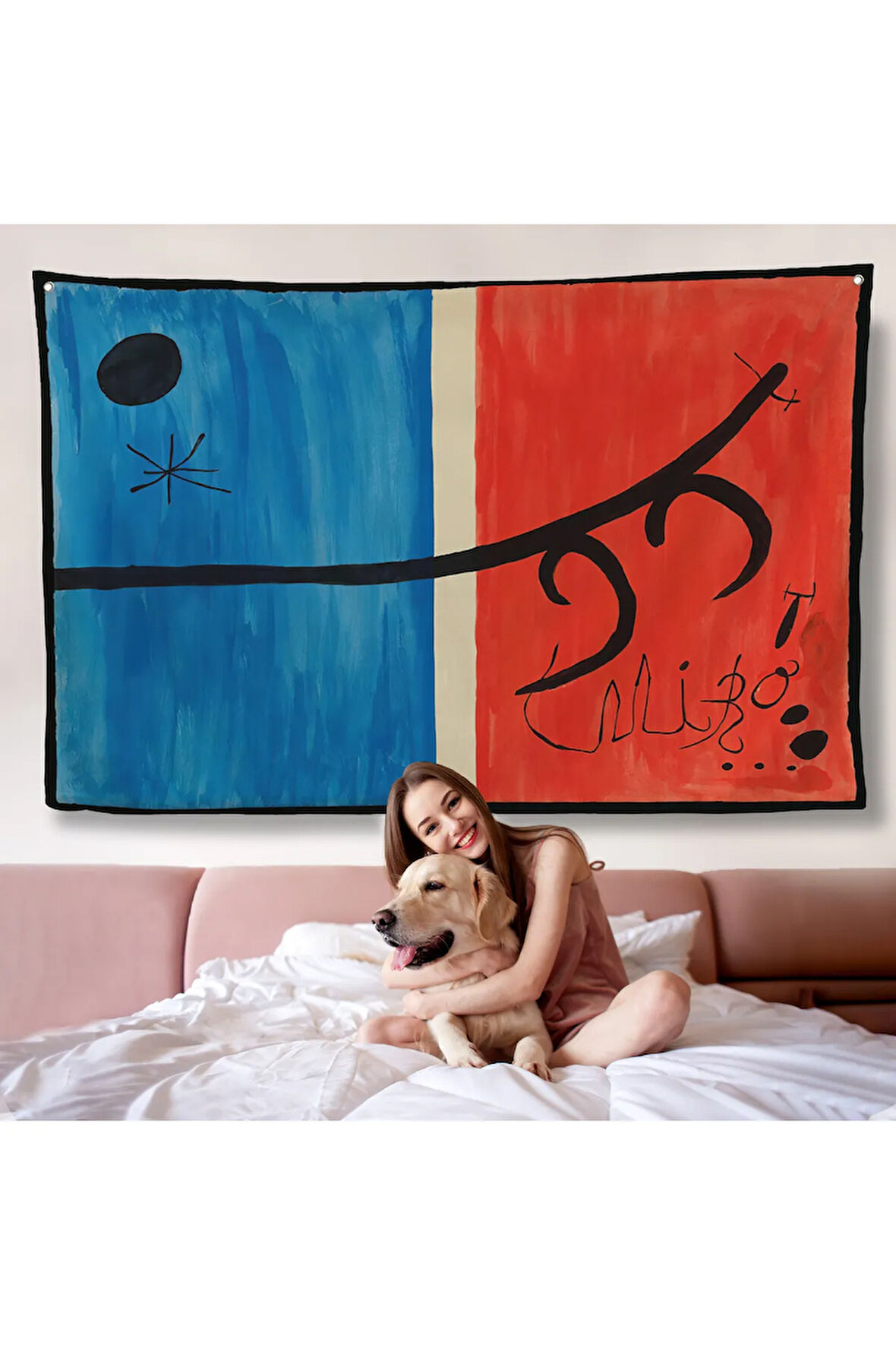 Joan Miro - El vol de l'alosa Çalışması Duvar Örtüsü-7135