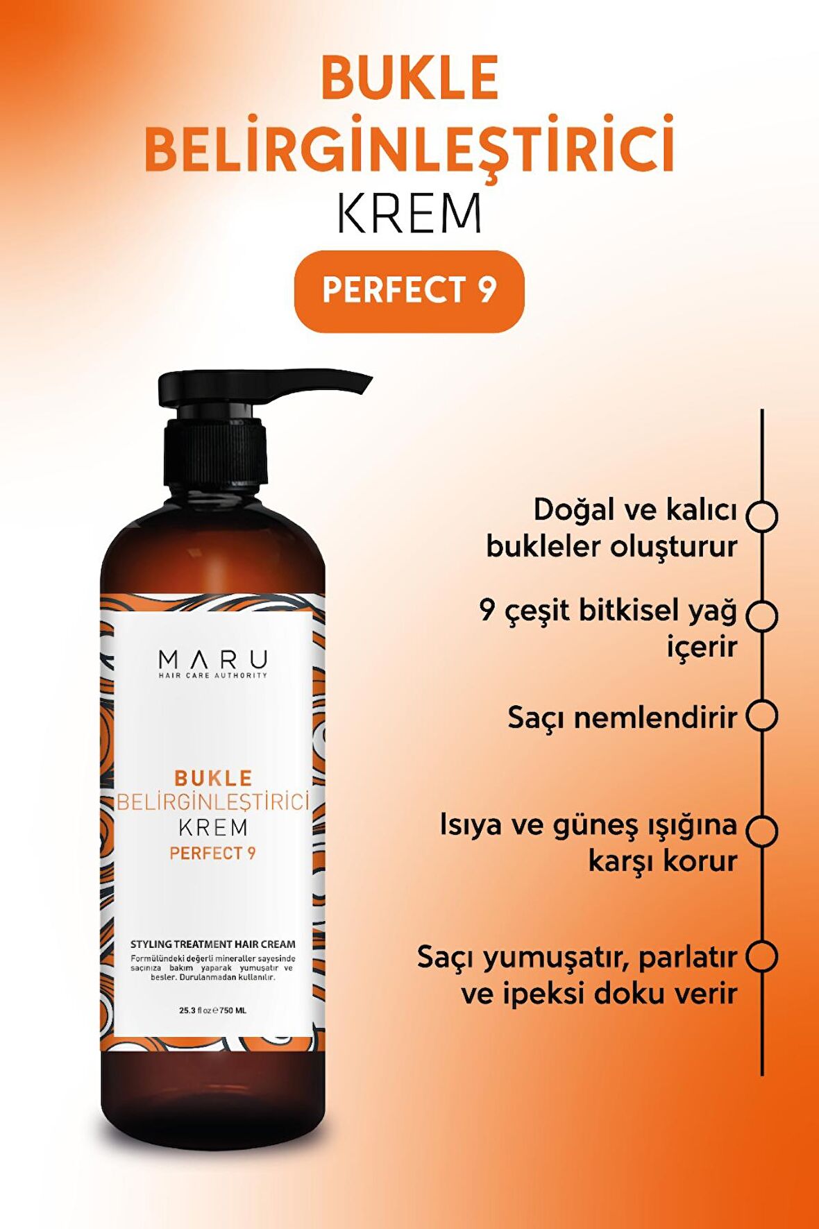 Maru Bukle Belirginleştirici & Kıvırcık Saçlara Özel Durulanmayan Saç Bakım Kremi 750 ml