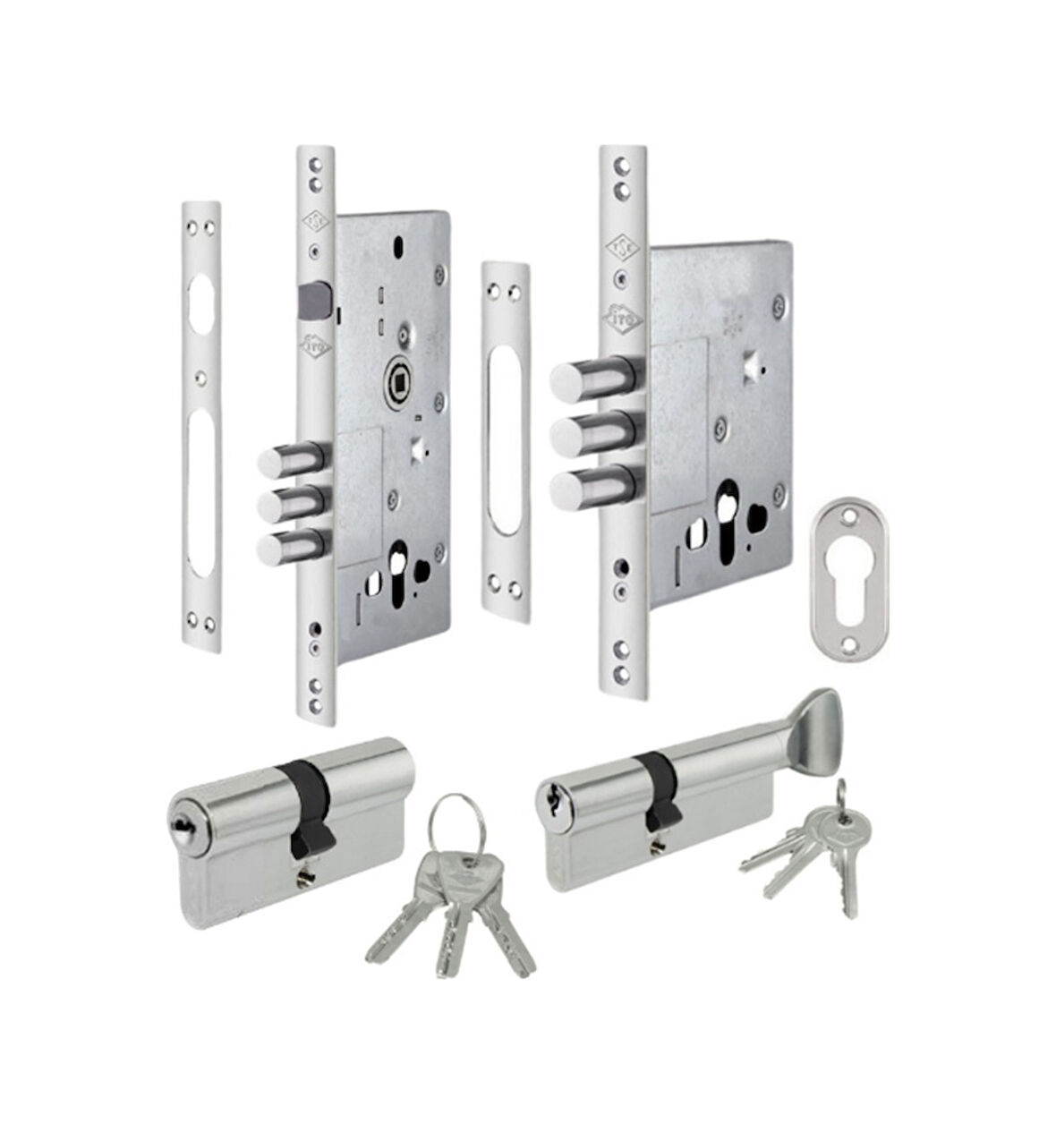 İto Kilit KD2005 Monoblok Çelik Kapı Kilit Seti (Alt 2003K+ Üst 2004K)