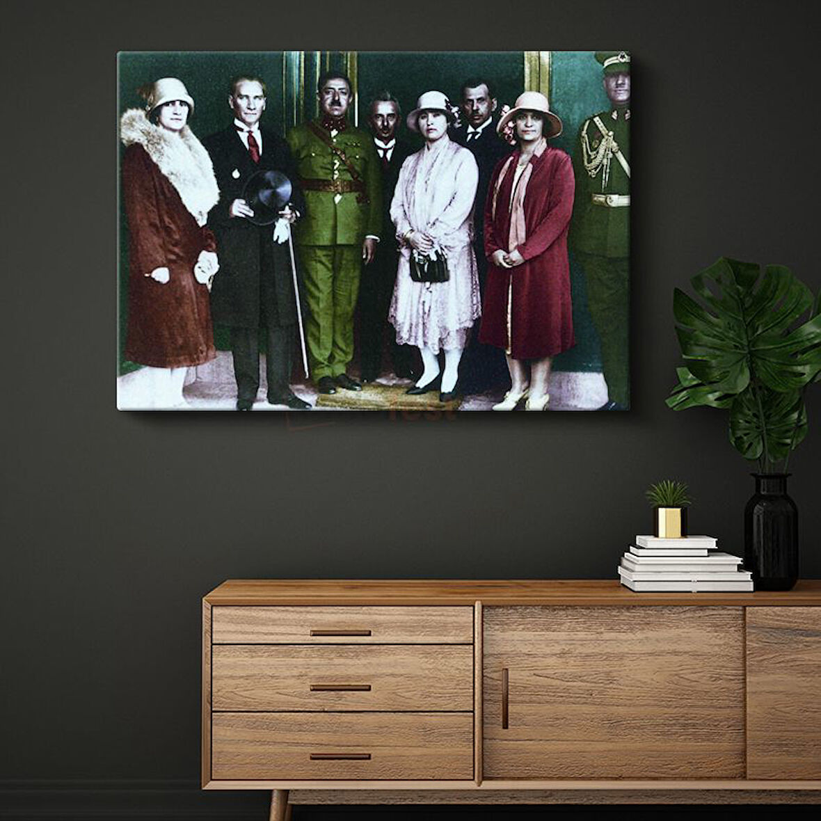 Atatürk ve Yabancı Konuklar - Resmi Kabul Kanvas Tablo