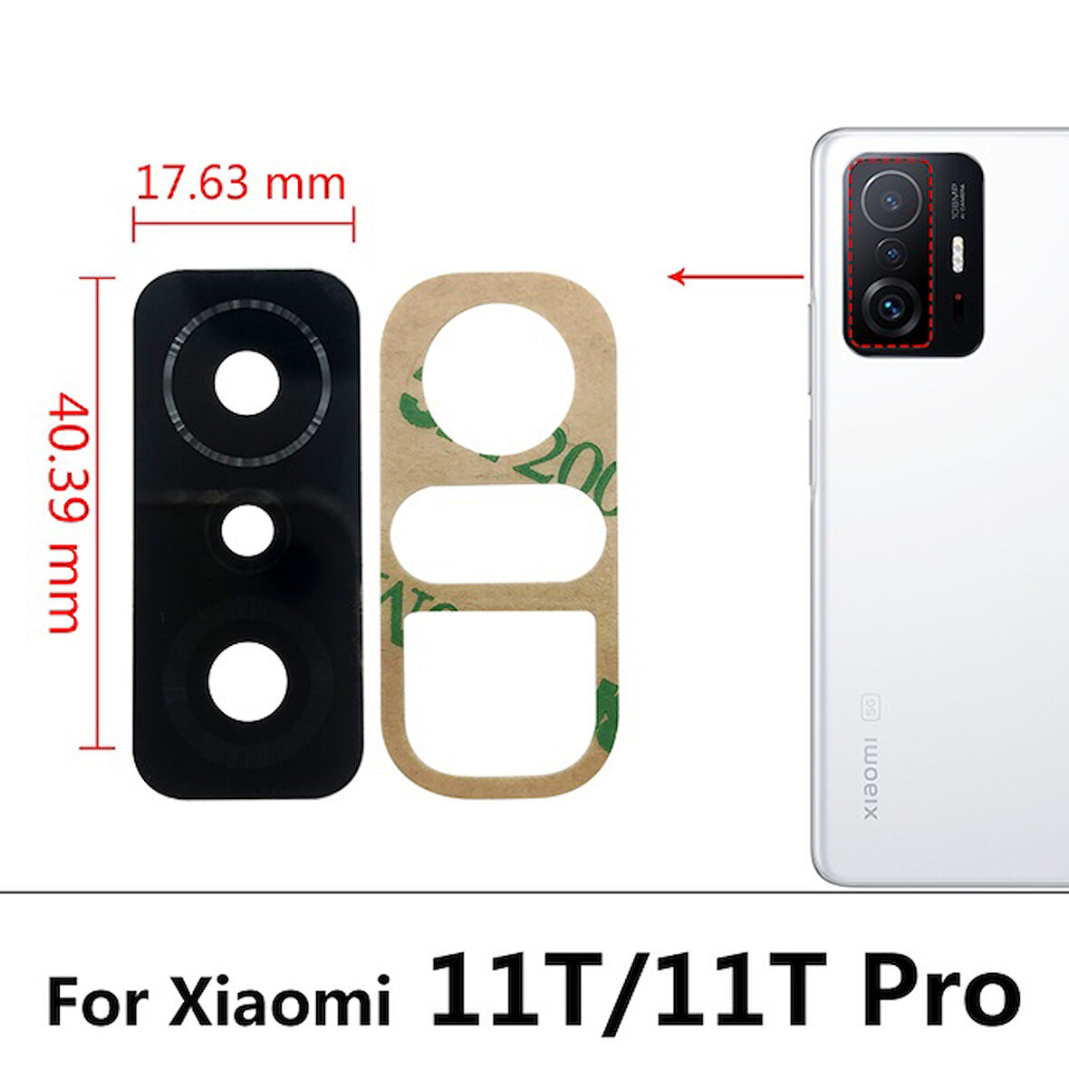 Tkgz Xiaomi Mİ 11T PRO Arka Kamera Camı Lens Yapışkanlı
