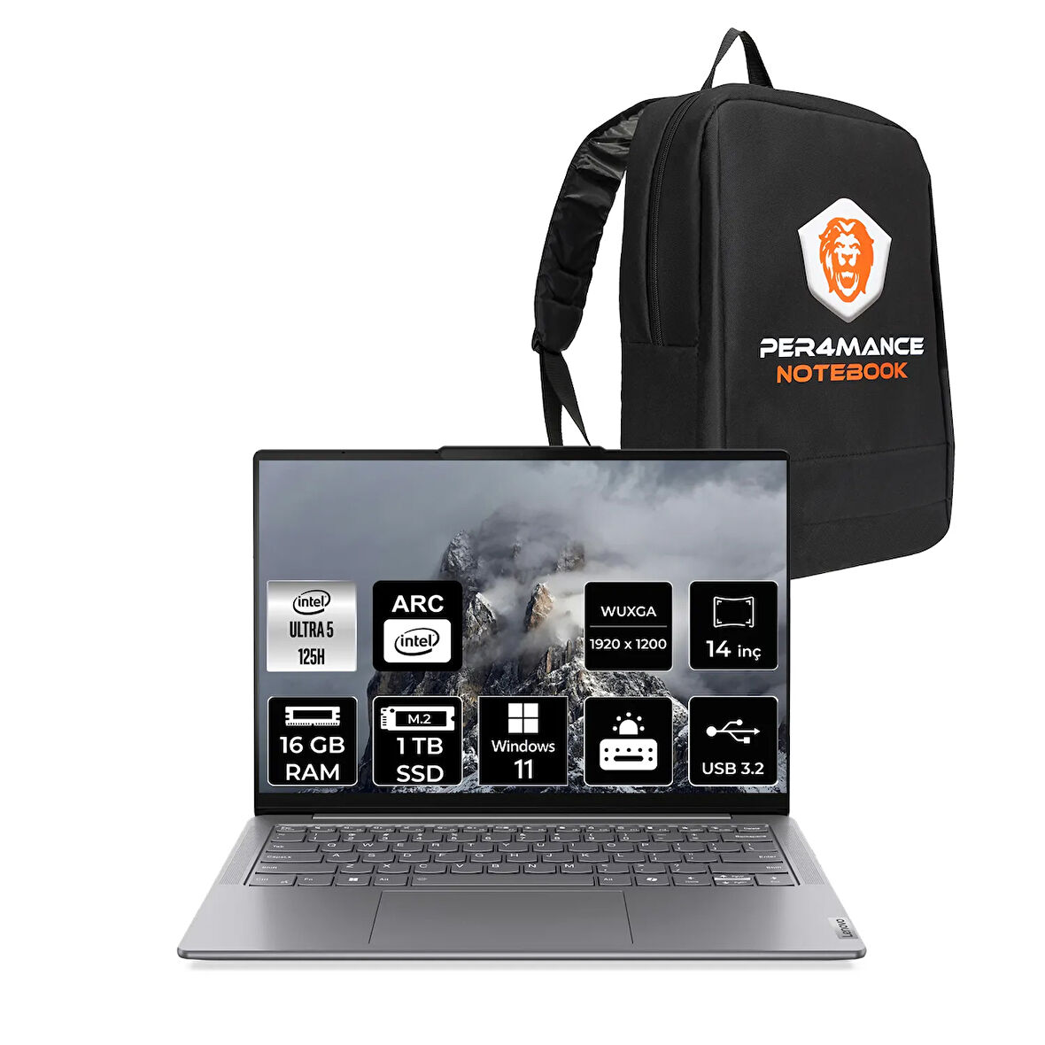 Lenovo Yoga Slim 7 Ultra 5 125H 16GB 1TB SSD WUXGA 400Nits OLED 14" W11H Dizüstü Bilgisayar & PER4