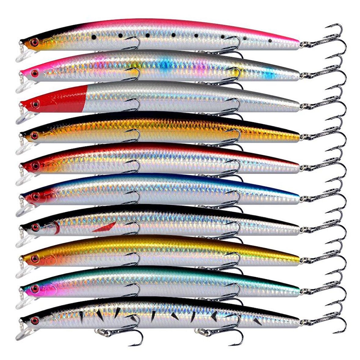 Valkyrie 10 Adet 18cm 24gr Minnow Rapala Sahte Yapay Yem 1. Kalite Ekonomik Paket