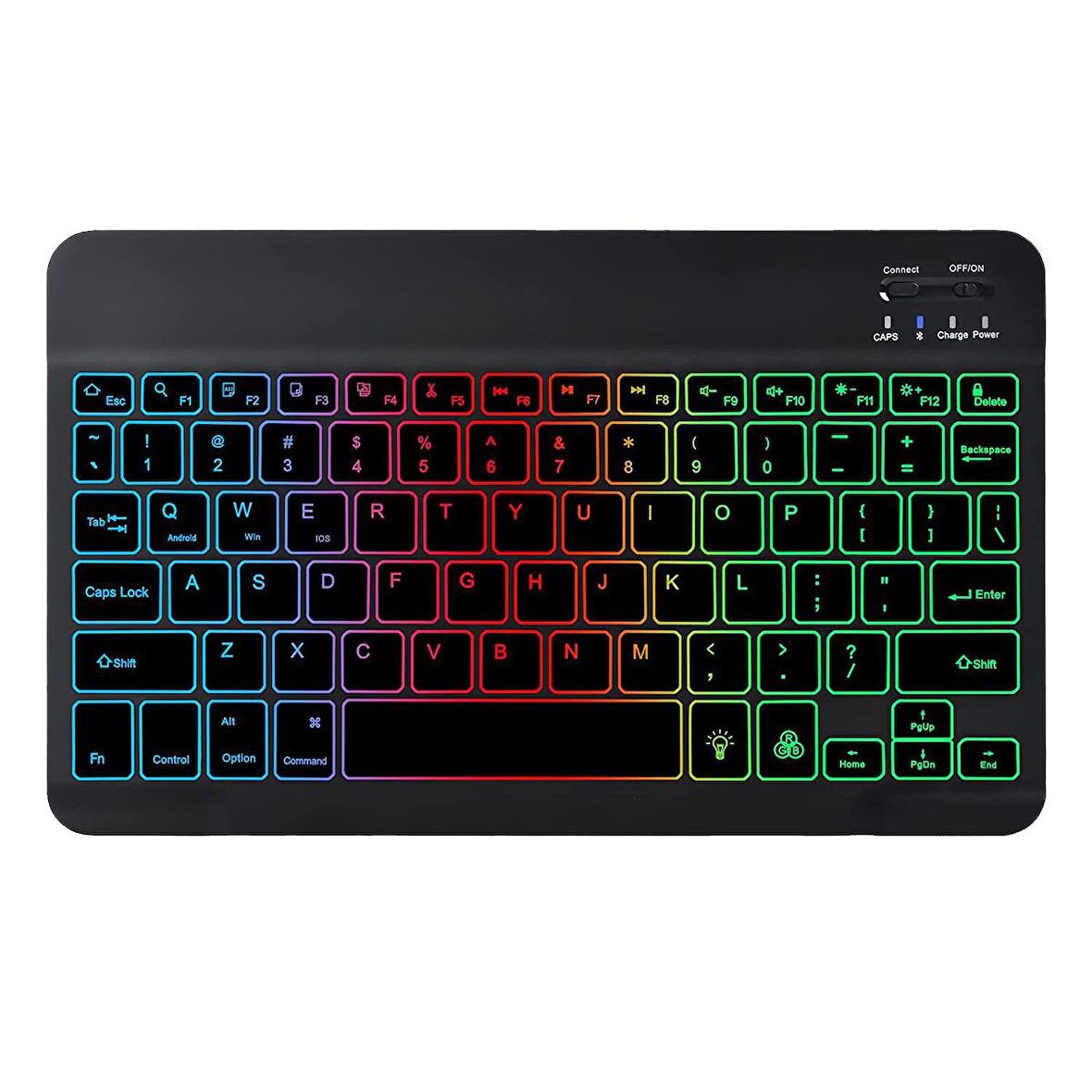 Valkyrie RGB 7 Renk Rainbow Bluetooth Kablosuz Türkçe Klavye - Android ios Windows Uyumlu - Şarjlı - 10 inç - Multimedia - Ultra İnce Tasarım