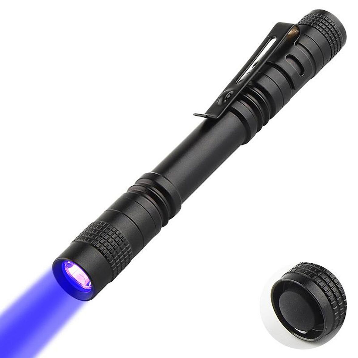 Valkyrie 395nm Ultraviyole UV Kalem El Feneri - Alüminyum Darbeye Suya Dayanıklı Cep Feneri Klipsli Kalem Fener Blacklight