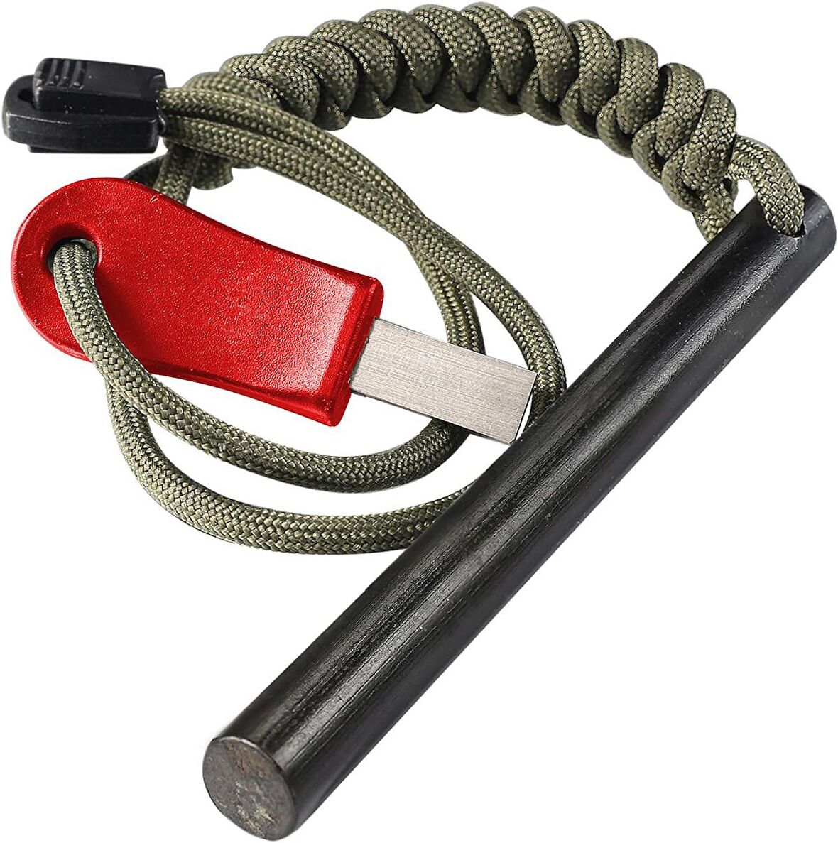 Valkyrie  Magnezyum Bar Acil Durum Ateş Başlatıcı Paracord İpli 10cm x 1cm Çakmak Taşı Çubuğu