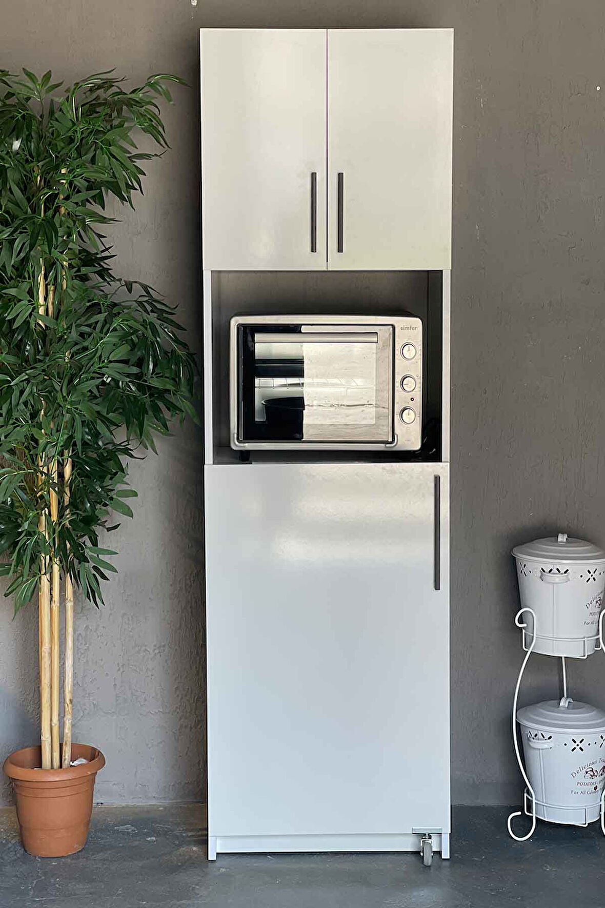 Erzak Dolabı Fırınlı 180 cm Çok Amaçlı Dolap Beyaz