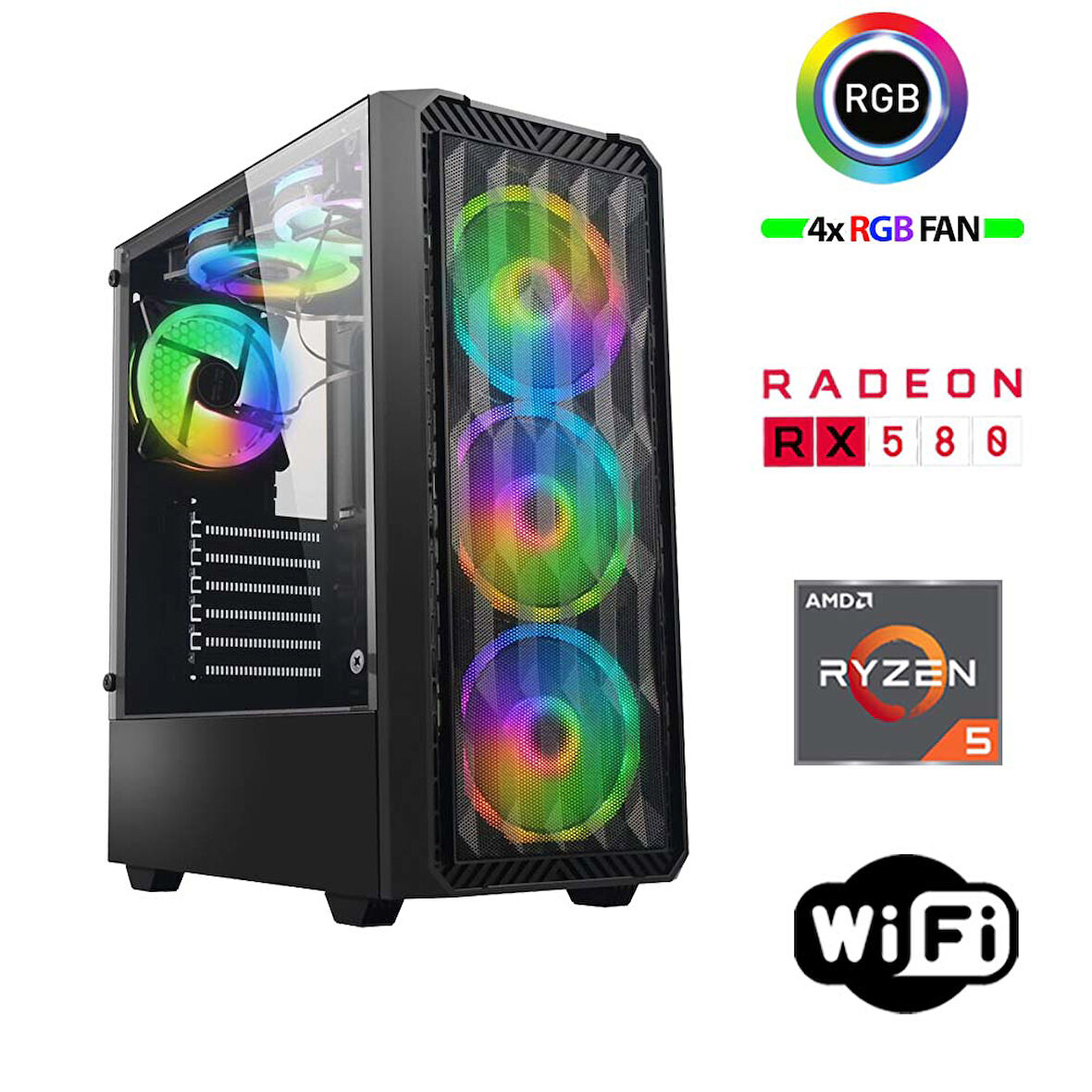 Xaser Armor X30 Ryzen 5 5500 32GB Ram 1TB M.2 NVMe SSD 8GB RX580 Masaüstü Oyuncu Bilgisayarı