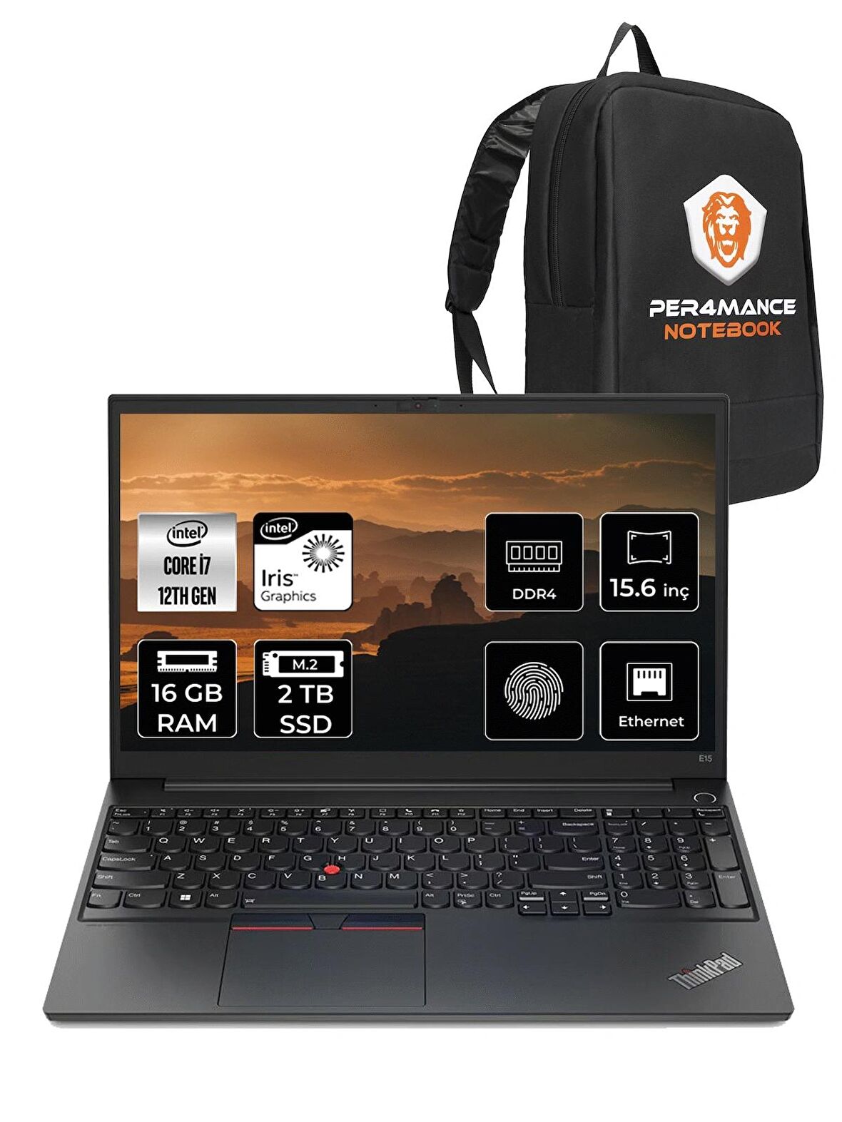 LENOVO E15 i7-1255U 16GB 2TB SSD 15.6" FHD FDOS 21E6006YTX & PER4 ÇANTA