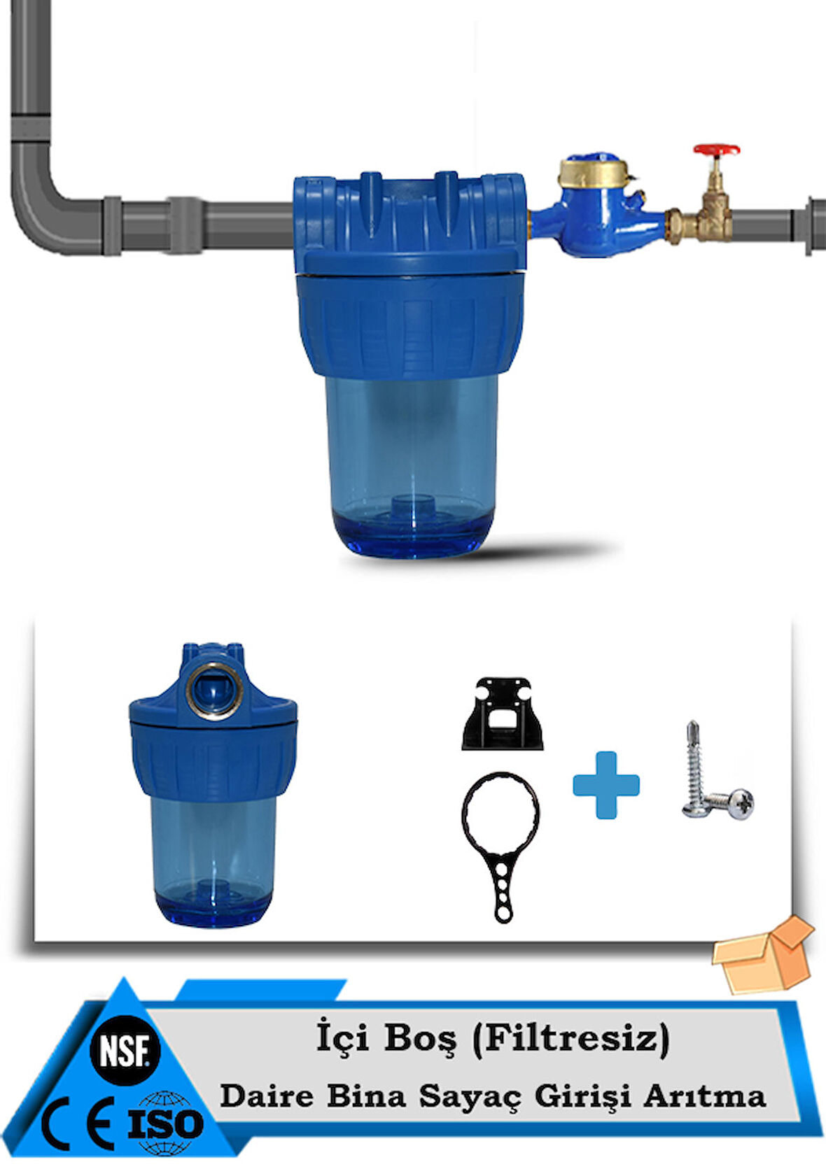 Daire Bina Sayaç Girişi 5" İnc 1 Aşama Su Arıtma Ve Yumuşatma Sistemi (Filtresiz)